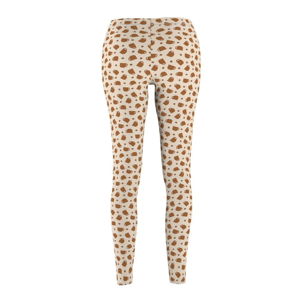 Cozy Coffee Cup Abstract Beige Leggings – Stylish Everyday Pants for Lounging, Yoga, or Running Errands | Soft, Comfy, and Perfect for Coffee Lovers Perfect Gift Idea for Her  Available in Plus Sizes - MRSBYVALLE