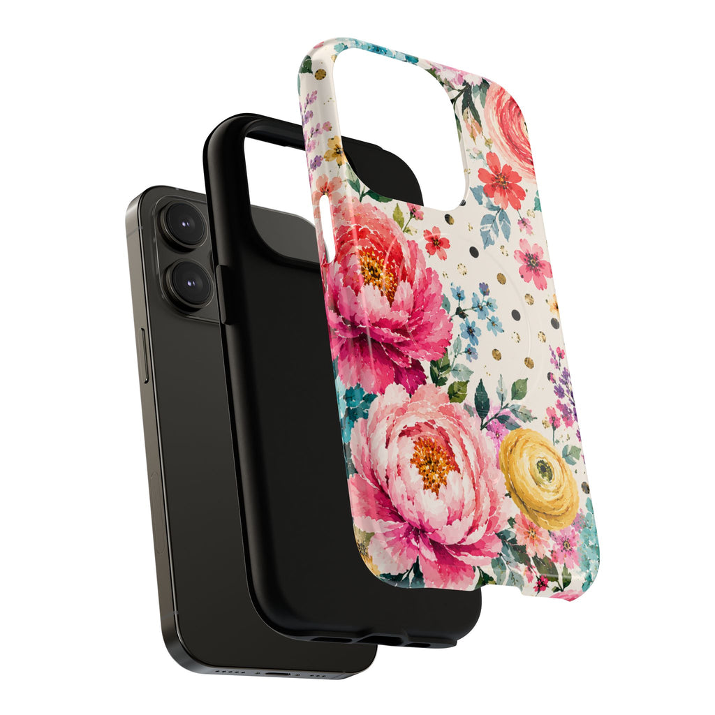Watercolor Floral Peonies phone case | magnetic slim protective case
