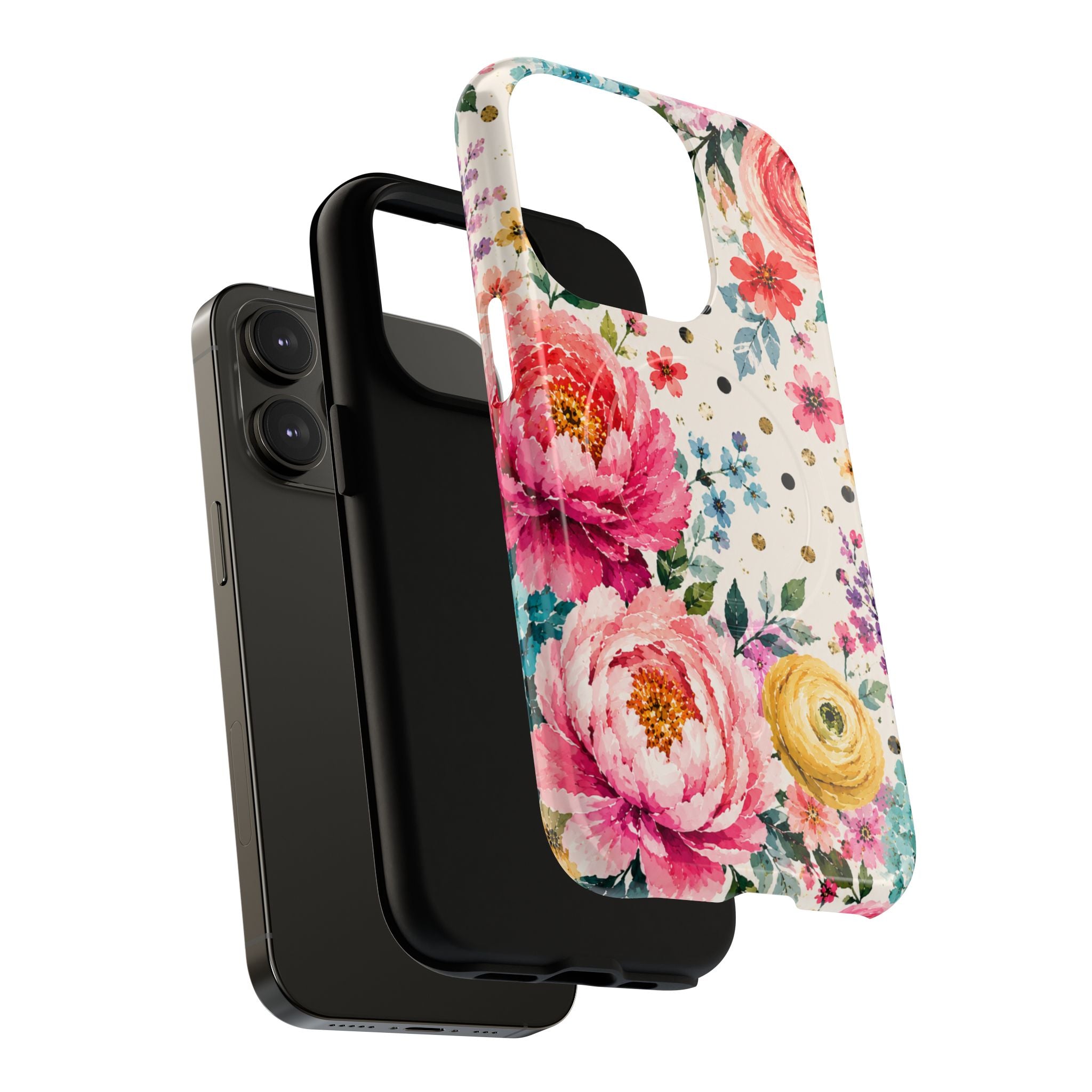 Watercolor Floral Peonies phone case | magnetic slim protective case