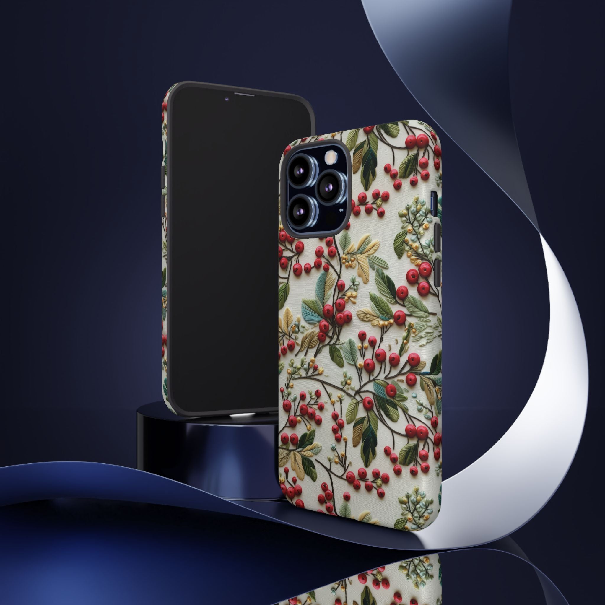 Holly Christmas Wildflowers Boho Chic Design Phone Case - Stylish, Protective Cover for All Models Gift for Mom Accessory Gift for Her