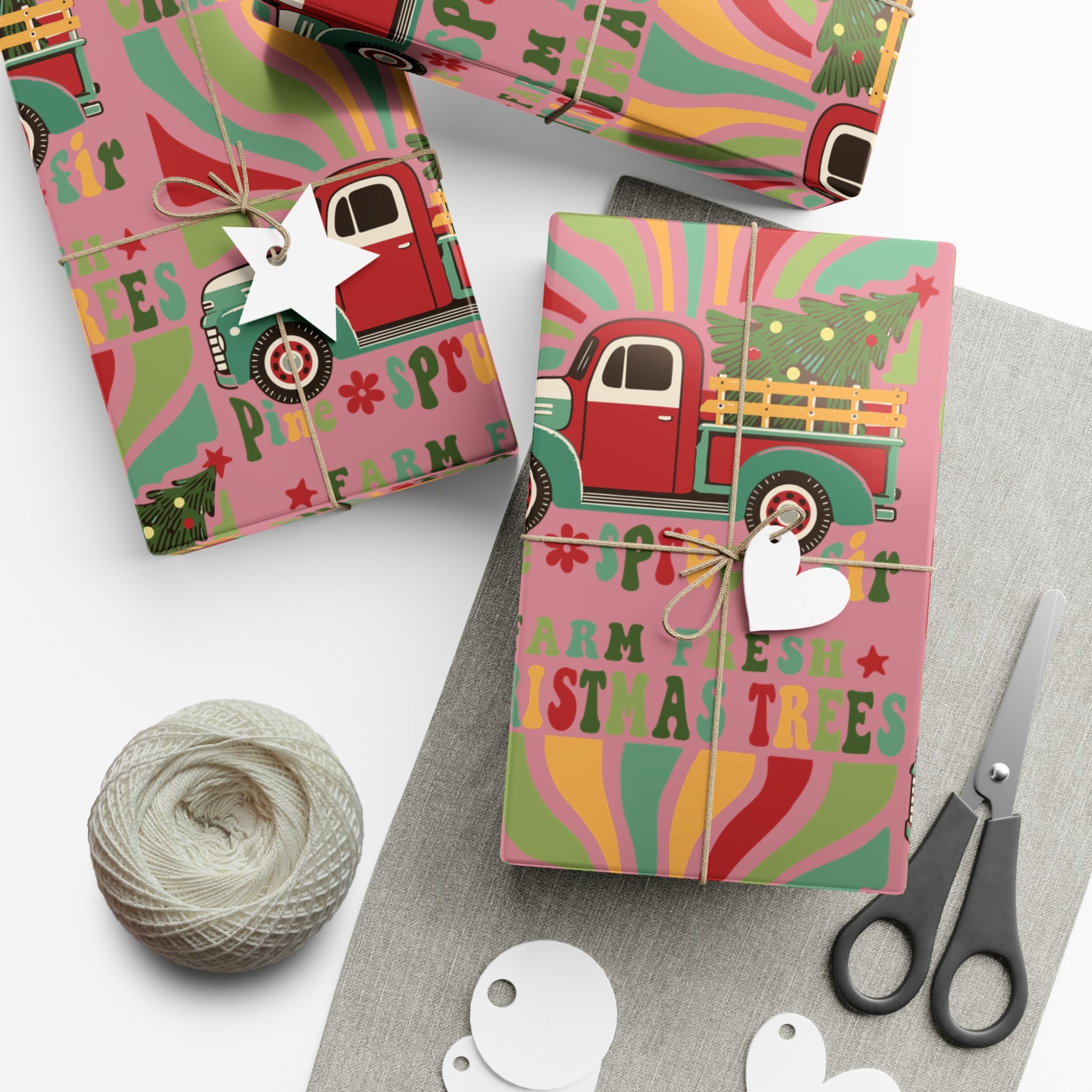 Christmas Retro Boho Pickup Wrapping Paper Holiday Gift Wrap with Perfect for Christmas Presents, Crafting, Holiday Decor Premium Quality Perfect for Gift - MRSBYVALLE