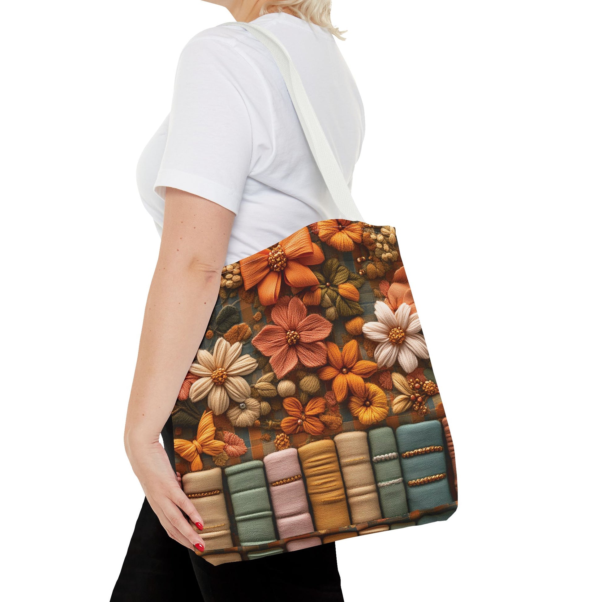 Boho Floral 3D Illusion Tote with Books Design Stylish and Functional Bag for Everyday Use Durable, Reusable, and Perfect for Book Lovers and Boho Enthusiasts Season - MRSBYVALLE