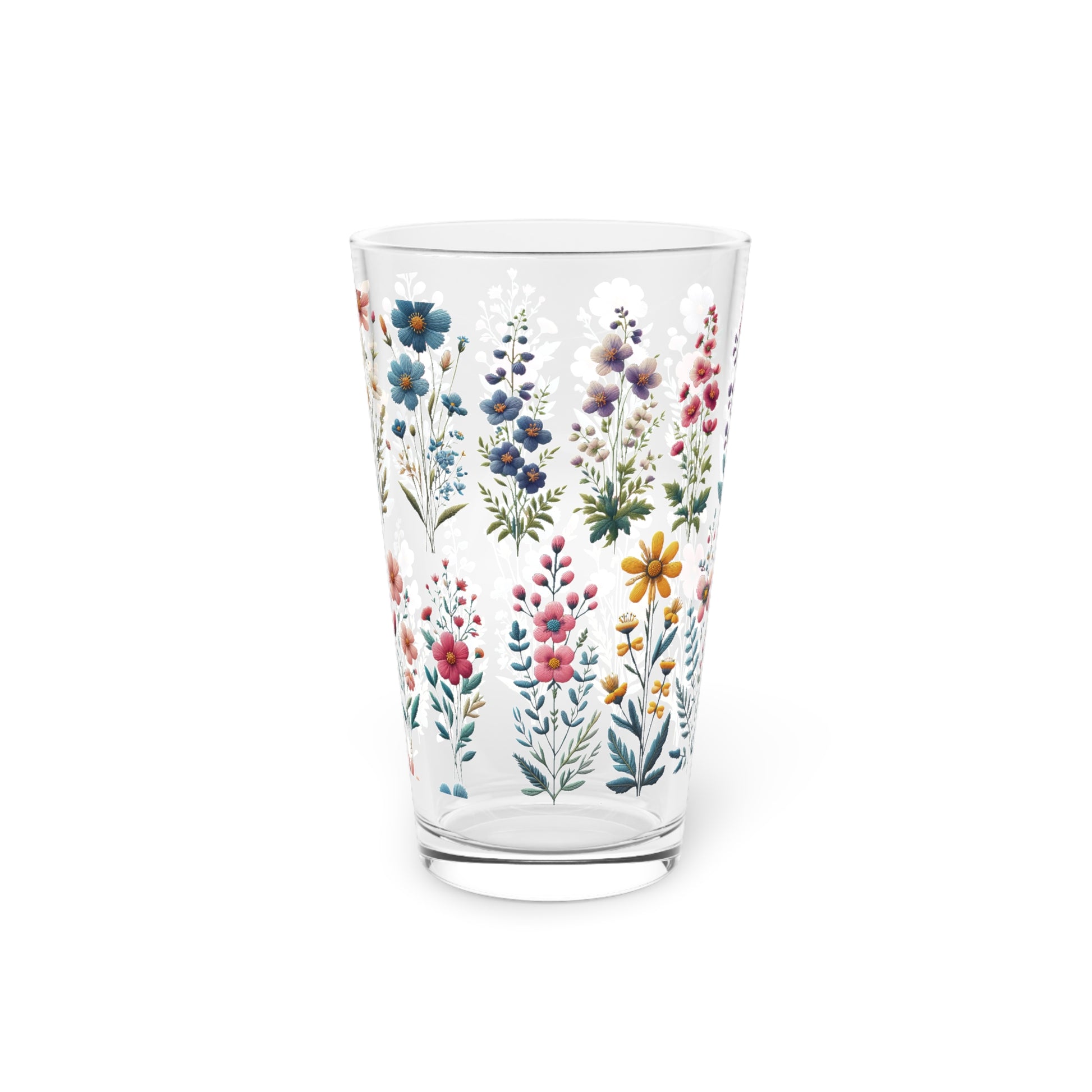 Best Beautiful Wildflower 16 oz Pint Glass Floral Design for Refreshing Drinks Perfect for Home Bars, Parties, and Everyday and Durable Perfect for Parties - MRSBYVALLE