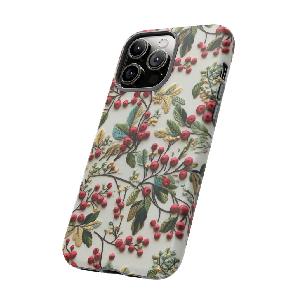 Holly Christmas Wildflowers Boho Chic Design Phone Case - Stylish, Protective Cover for All Models Gift for Mom Accessory Gift for Her