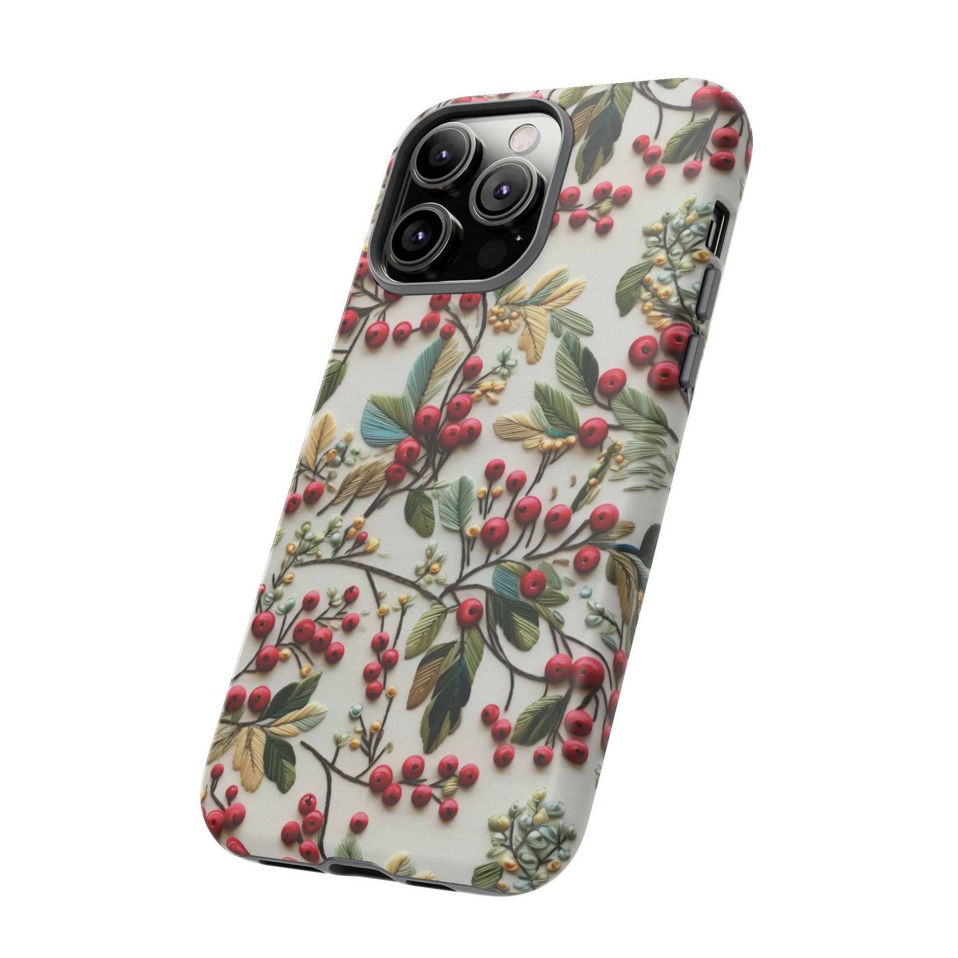 Holly Christmas Wildflowers Boho Chic Design Phone Case - Stylish, Protective Cover for All Models Gift for Mom Accessory Gift for Her