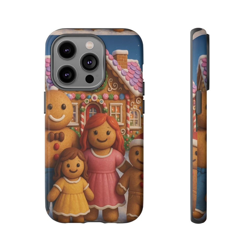 Coque de téléphone esthétique Famille en Pain d'Épices – Design d'inspiration vintage sur le thème de Noël – Étui stylé pour modèles iPhone et Samsung Galaxy