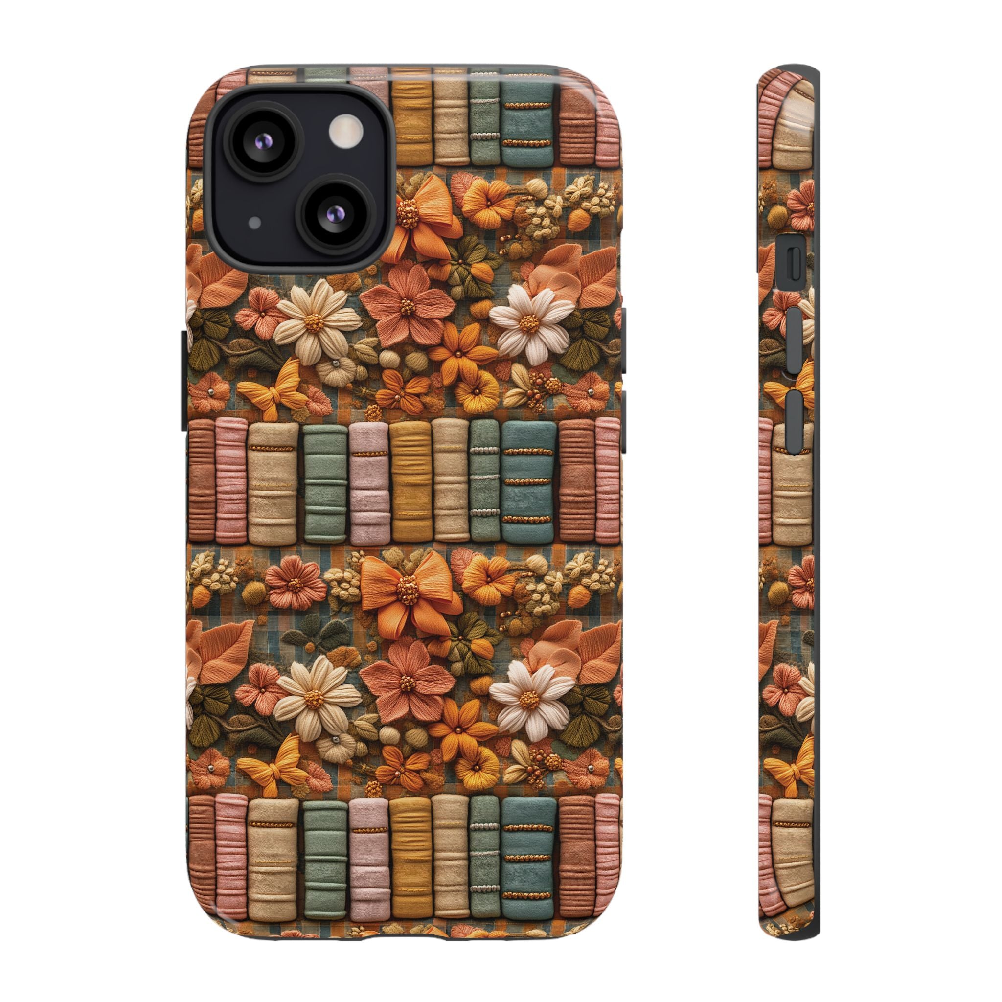 3D Illusion Boho Floral and Books Phone Case Gift for Her Phone 15, Samsung iPhone Samsung Gift for Her Case iPhone 15, Samsung iPhone Samsung Accessory Gift for Her