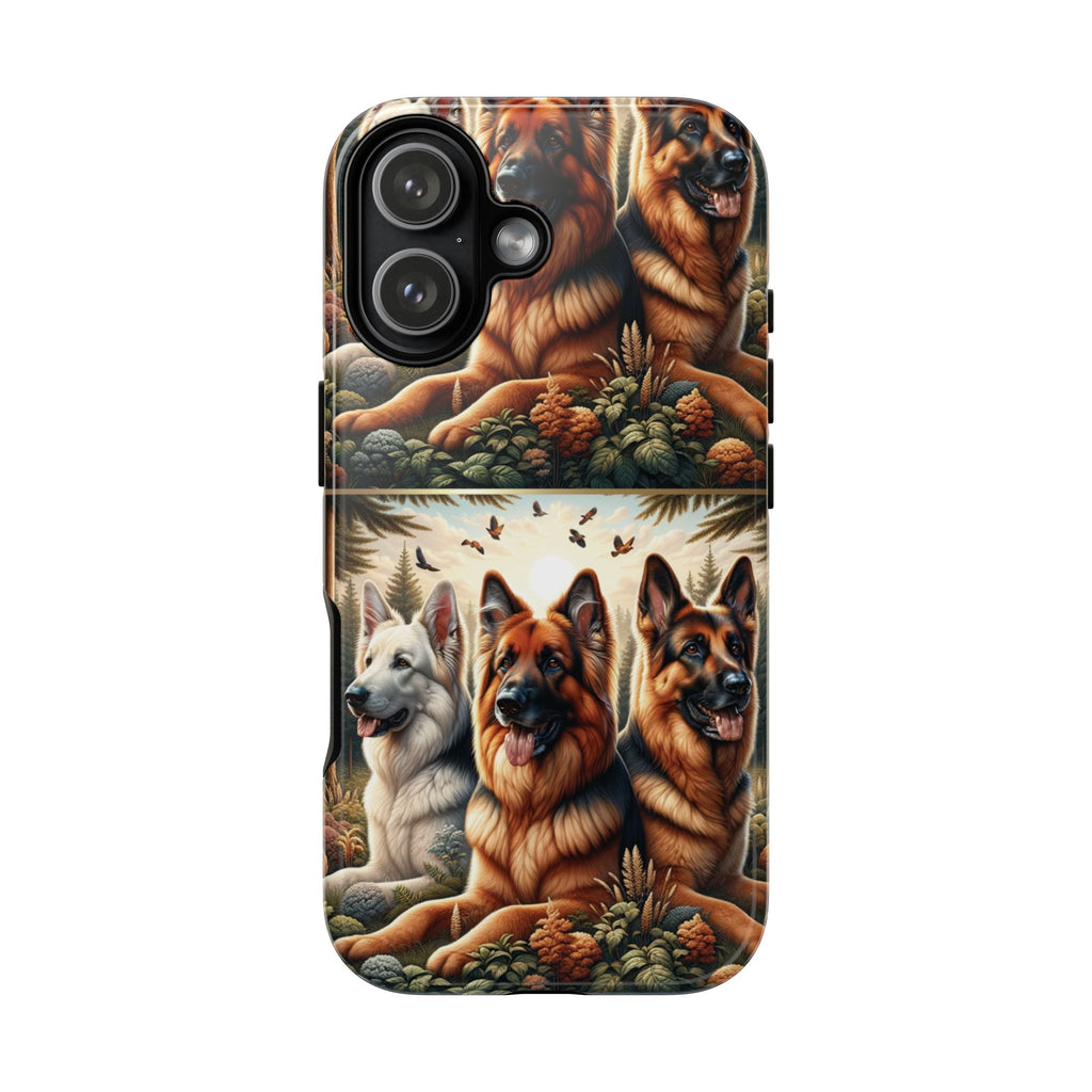 German Shepherd Phone Tough Case Floral Elegant Durable Dog Lover Devices iPhone 15, Samsung iPhone Samsung Accessory Gift for Her