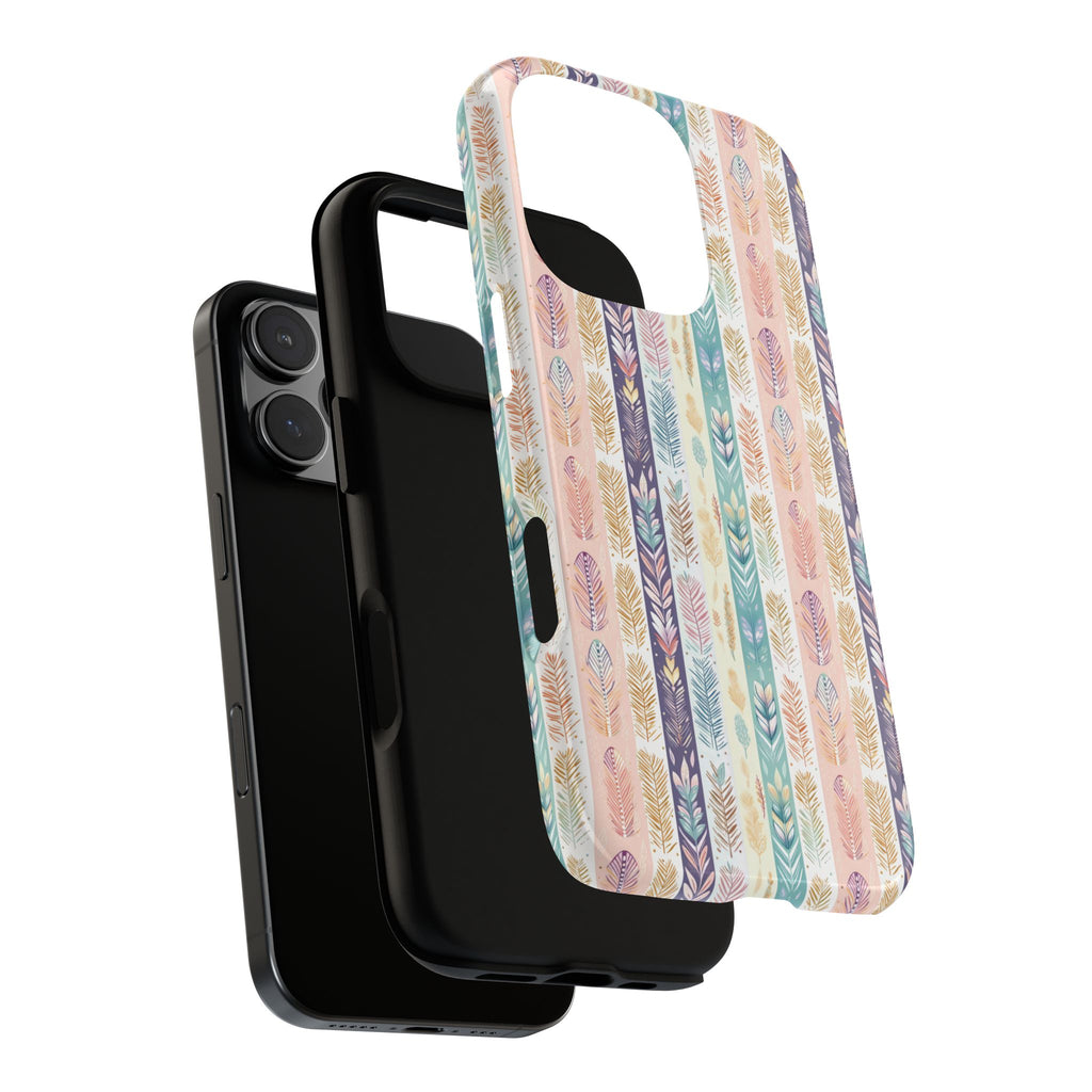 Coque de téléphone abstraite moderne aquarelle Plumes pastel bohème compatible avec iPhone, Samsung et plus - Protection élégante et durable avec un design artistique éclatant, cadeau parfait pour elle