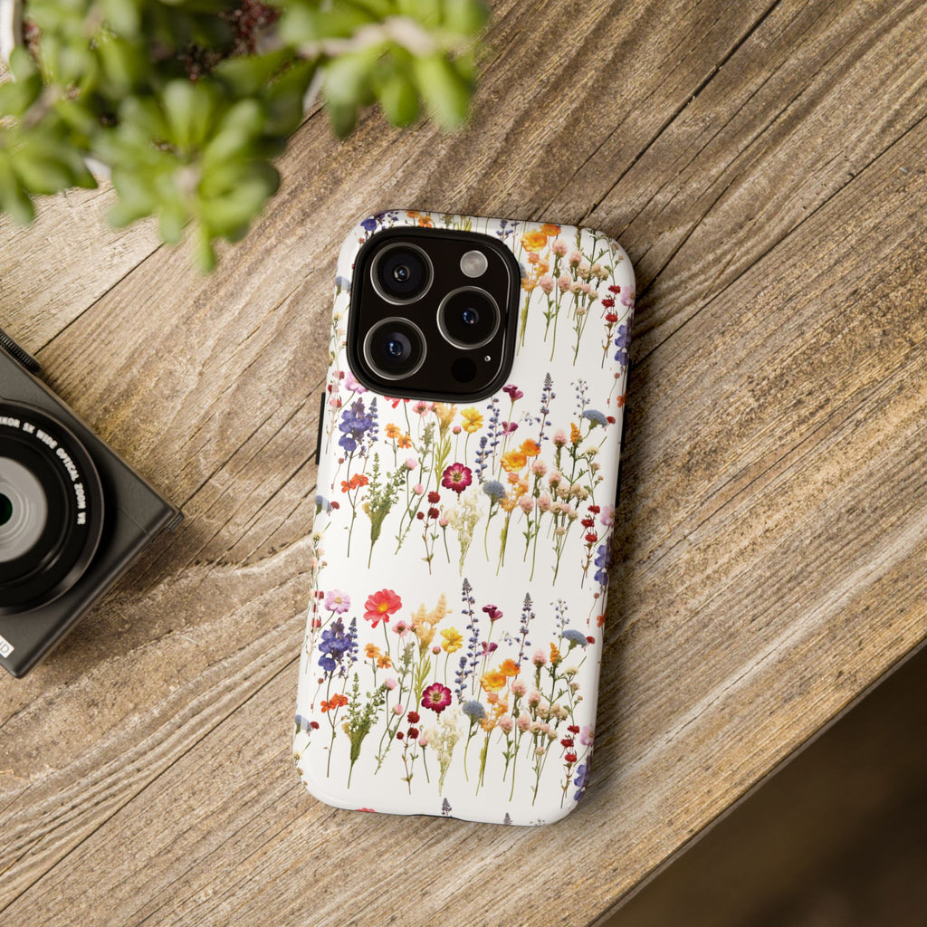 White Best Phone Case Press Flowers Floral 3D Illusion Luxury Tough Case Floral Elegant Durable Stylish for Modern Devices iPhone 17, 16, 15, Samsung iPhone Samsung Accessory Gift for Her