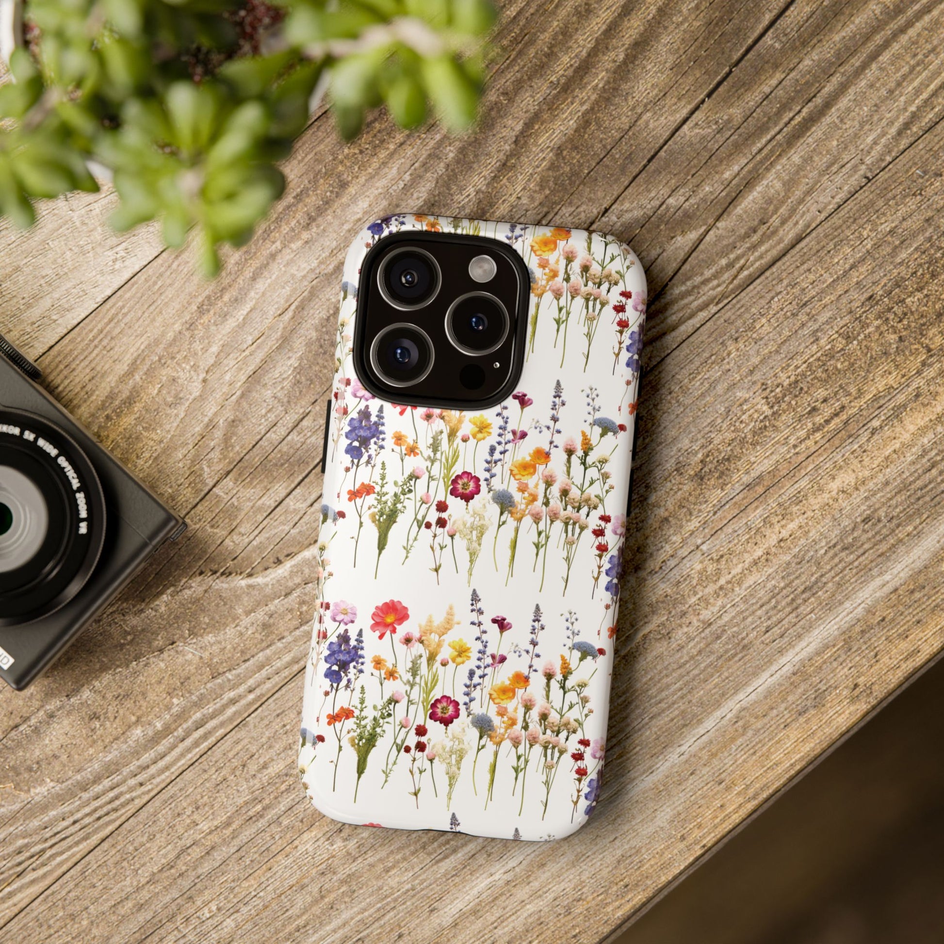 White Best Phone Case Press Flowers Floral 3D Illusion Luxury Tough Case Floral Elegant Durable Stylish for Modern Devices iPhone 17, 16, 15, Samsung iPhone Samsung Accessory Gift for Her
