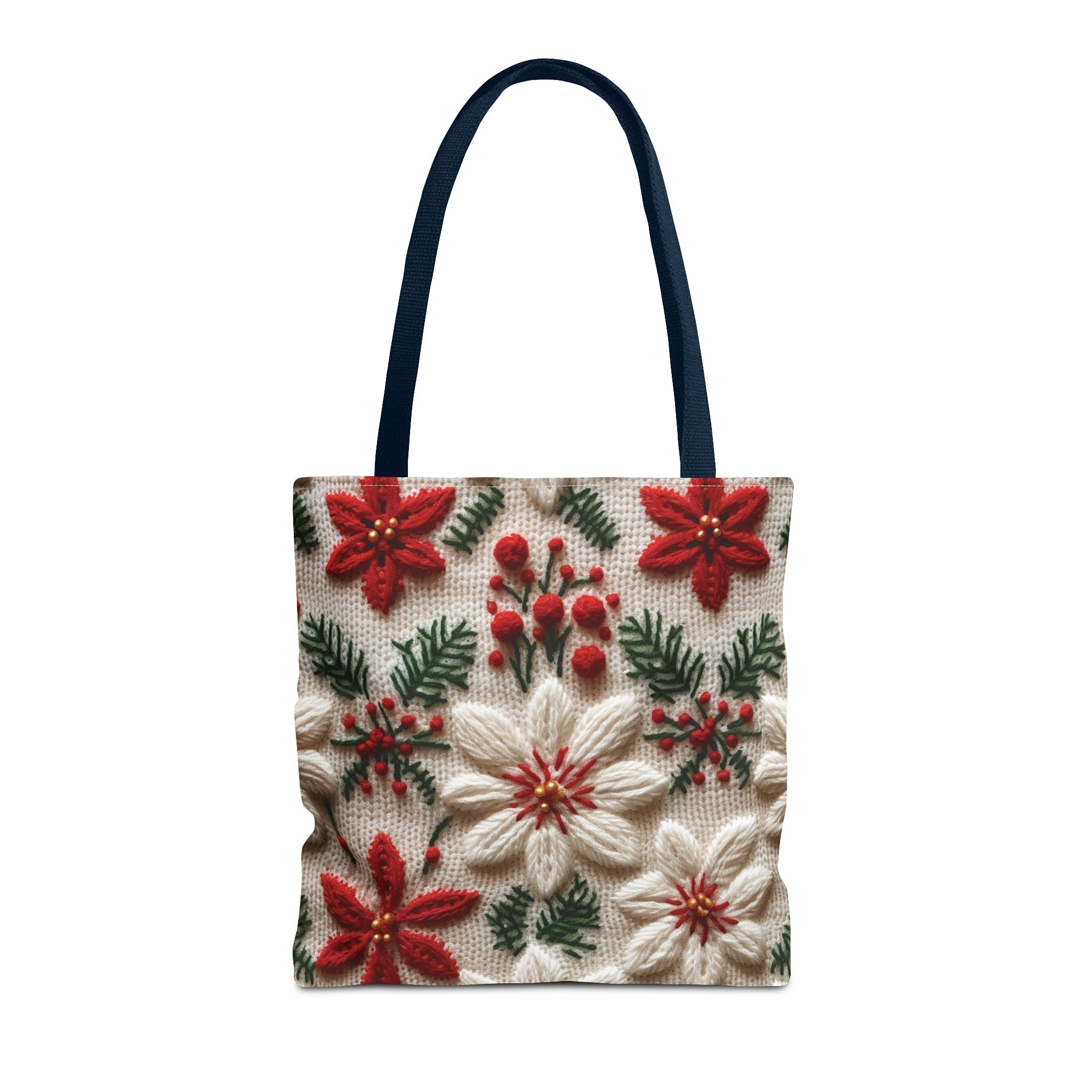 Festive Poinsettia Christmas Tote Stylish Holiday Bag for Shopping, Gifts, and Everyday Use - Durable, Reusable, and Perfect for Spreading Cheer This Holiday Season - MRSBYVALLE