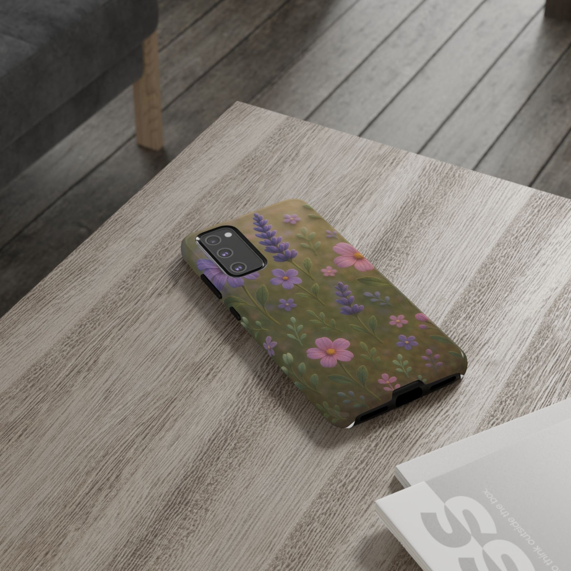 Pastel Flowers 3D Illusion Wildflower Phone Case Cute Pastel Floral Design in Lavender, Pink, Mint Green Aesthetic Protective Case for iPhone and  Android