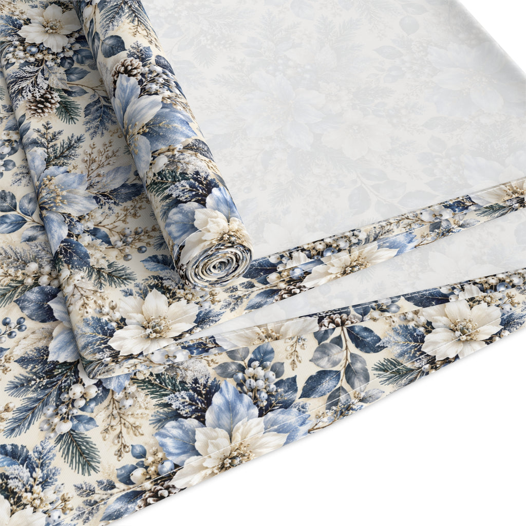 Icy Blue Floral Table Runner