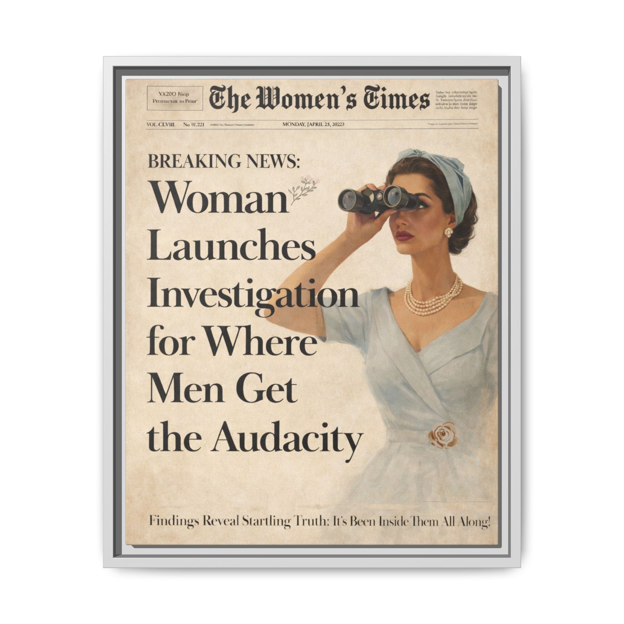 Vintage Funny Women's Retro Art Matte Canvas Framed — Retro Inspirational Wall Art