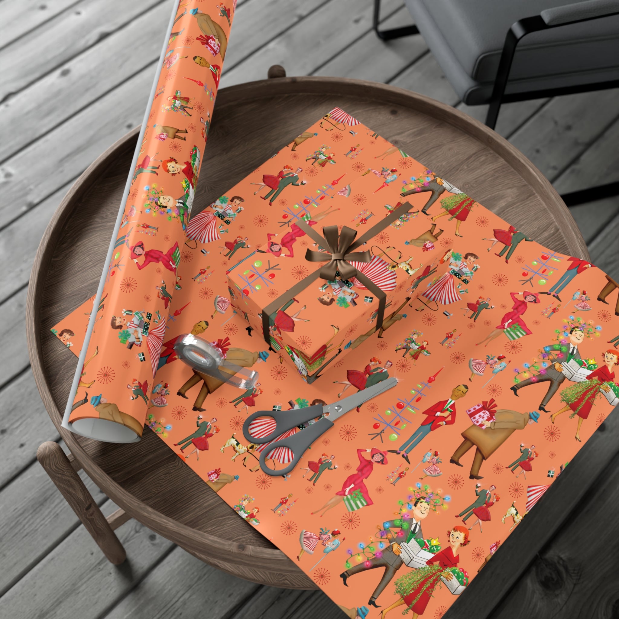 Christmas Vintage 50s Retro Wrapping Paper | Classic Holiday Designs | Nostalgic Gift Wrap | Mid-Century Holiday Patterns | Unique Retro Christmas Decorations | Festive Retro Style Christmas - MRSBYVALLE