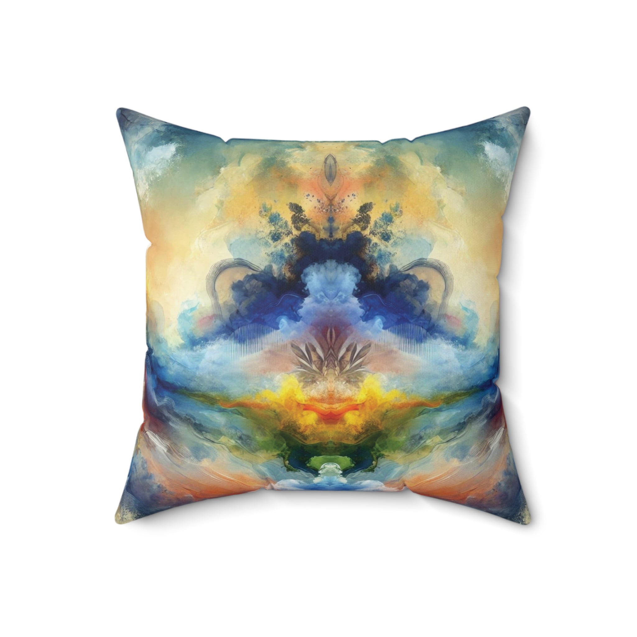 Modern Watercolor Abstract Decorative Pillow - Available in 16x16, 18x18, 20x20 - Vibrant Accent for Living Room, Bedroom, or Sofa Decor  100% Polyester with Double-Sided Print