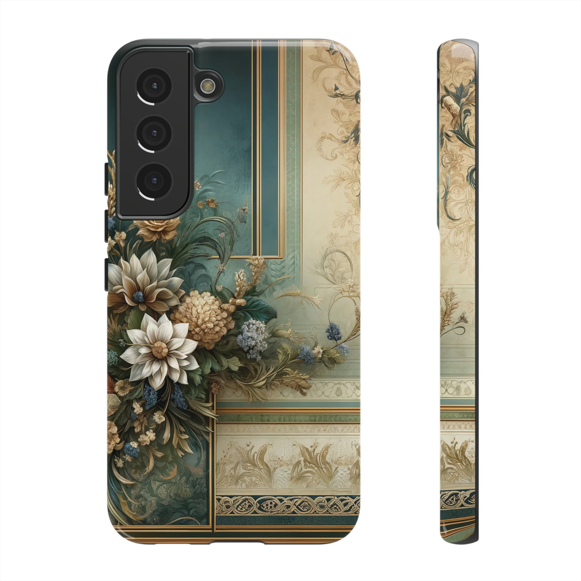 Victorian Floral Boho Luxury Phone Tough Case Floral Elegant Durable Stylish for Modern Devices iPhone 15, Samsung iPhone Samsung Accessory Gift for Her.