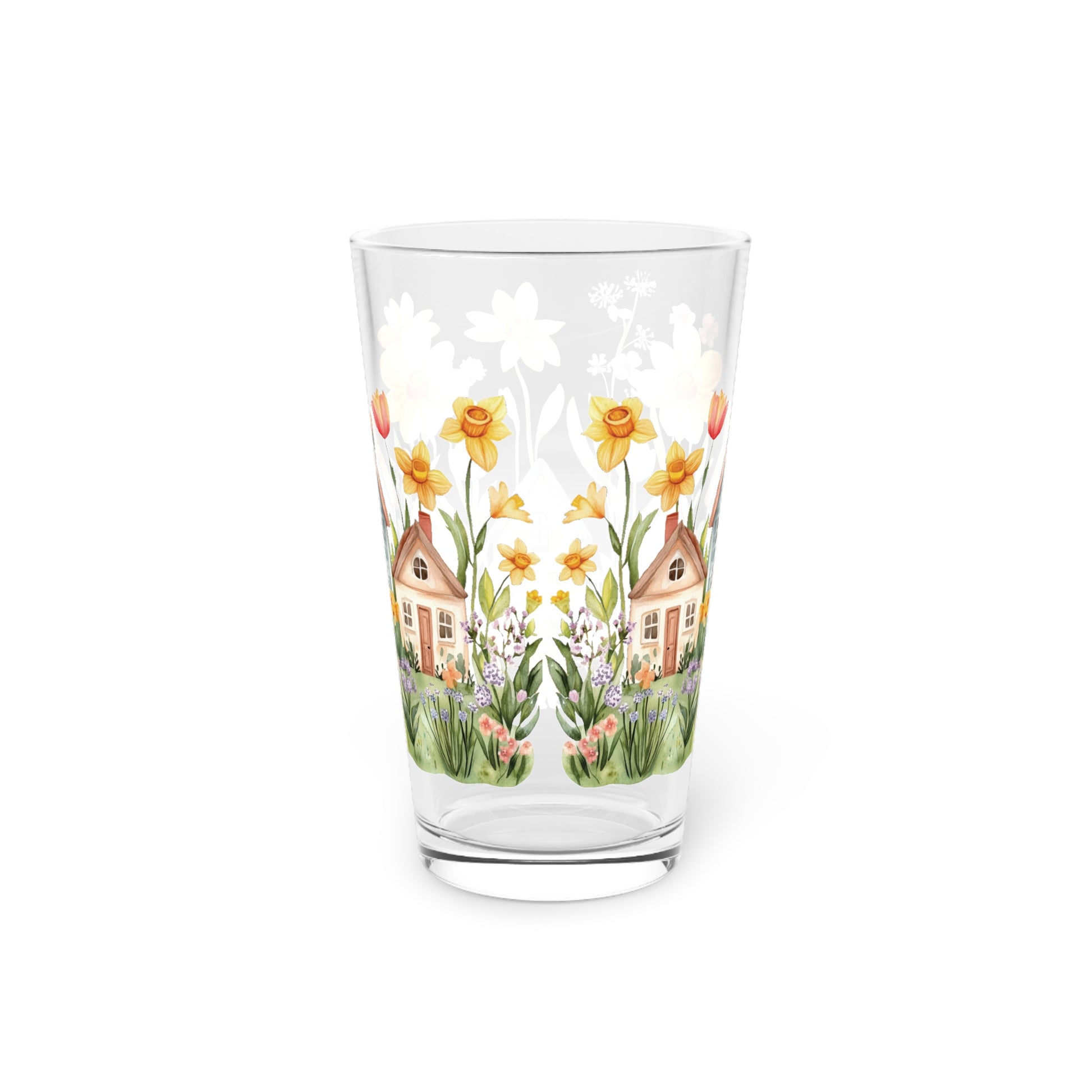 Pint Glass, Watercolor Floral House Cat, Gift for Cat Lovers, Cute Cat Glassware, Flower Decor, Spring Home Gift, Perfect Gift, Handwash