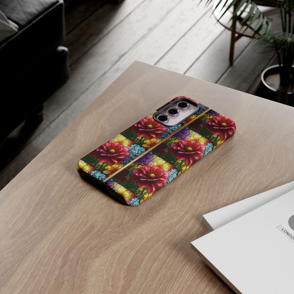 Stained Glass Illusion Floral Phone Case  3D Colorful Flower Design, Protective Christian Gift, Fits iPhone, Samsung, Google Pixel