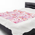Romantic Pink Watercolor Books Bows Velveteen Plush Blanket Cozy Book Nook