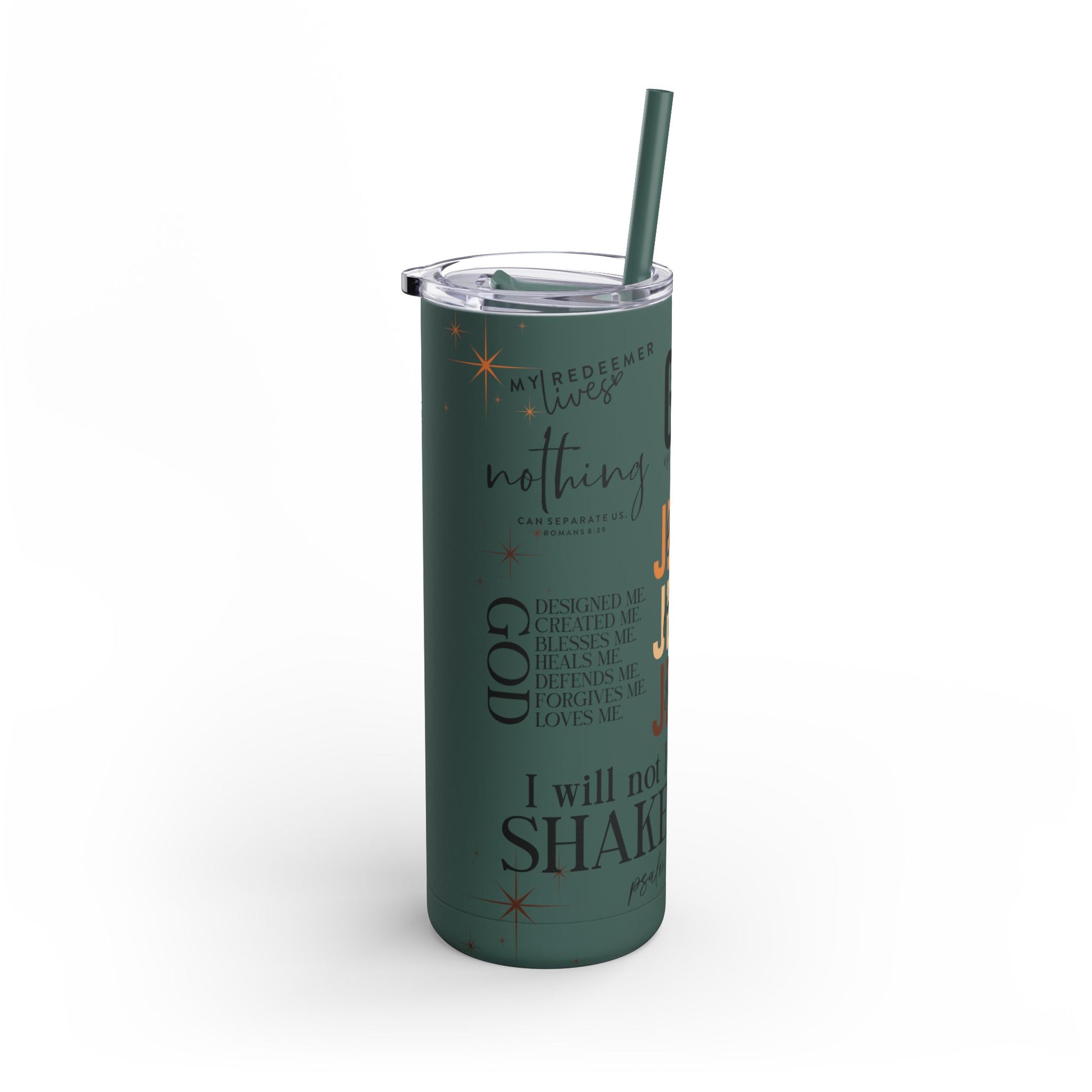 Inspirational Christian Skinny Tumbler 20oz Jesus Faith Gift, Bible Verse Travel Mug, Motivational Drinkware, Christian Prefect Gift