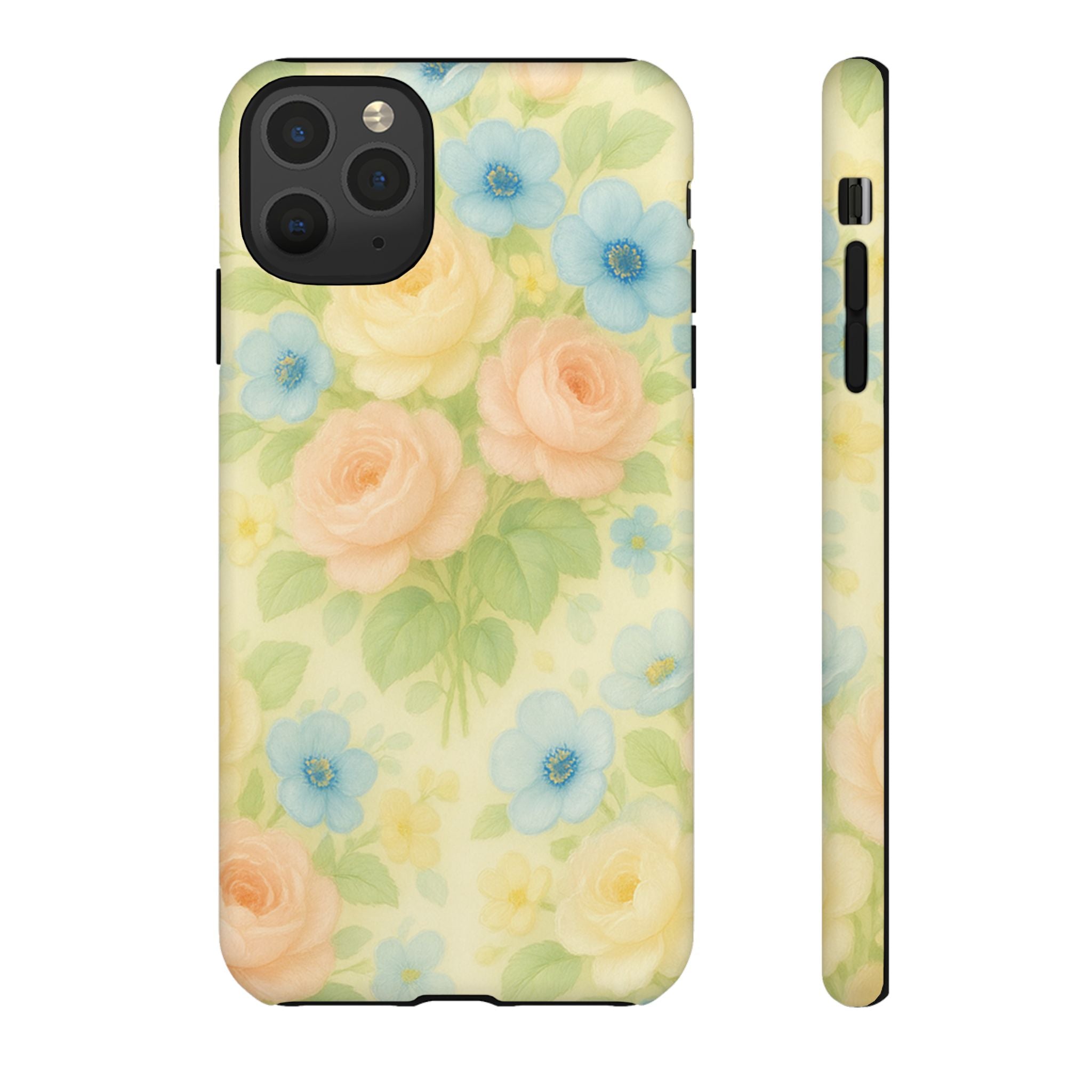 Pastel Yellow Vintage Floral Phone Case  Romantic Cottagecore Aesthetic, Soft Botanical Design, Protective Gift for Her, Fits iPhone & Samsung Models