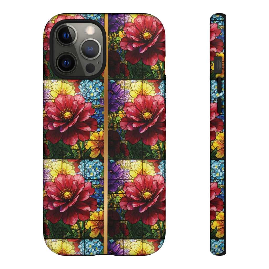 Stained Glass Illusion Floral Phone Case  3D Colorful Flower Design, Protective Christian Gift, Fits iPhone, Samsung, Google Pixel