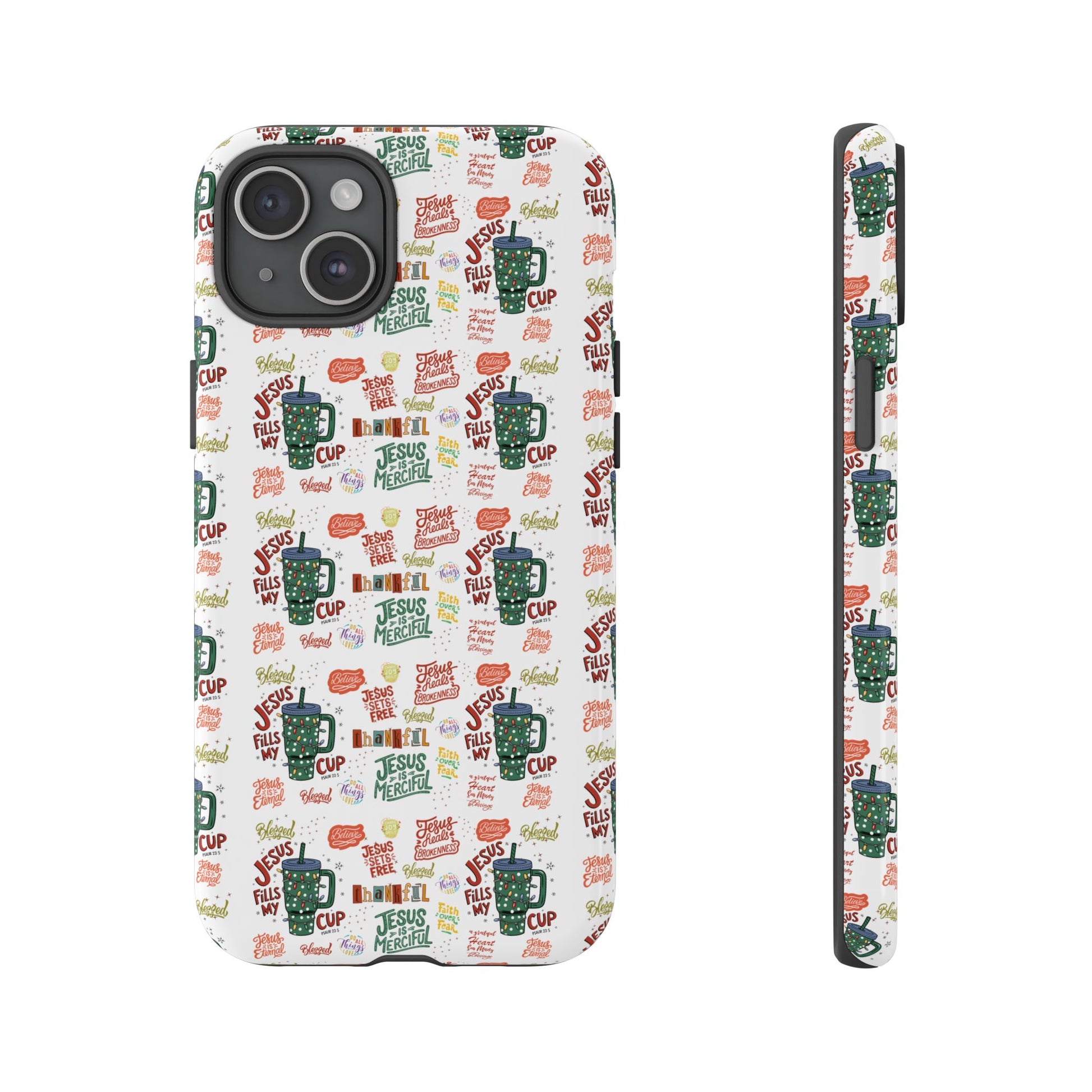 Jesus Fill My Cup Phone Case Cute Floral Design in Red, Pink, Blue – Aesthetic Protective Case for iPhone and  Android