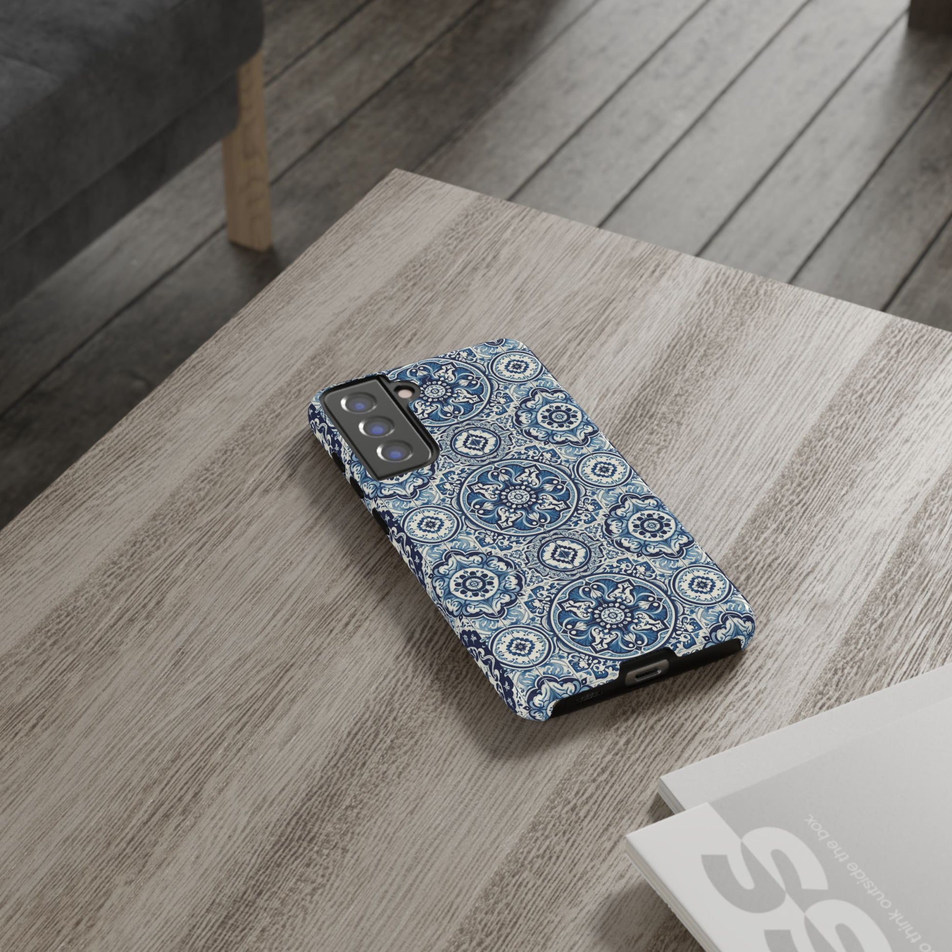 Azulejo Tile Phone Case Elegant Mediterranean Blue Porcelain Design iPhone 17, 16, 15, Samsung iPhone Samsung Accessory Gift for Her