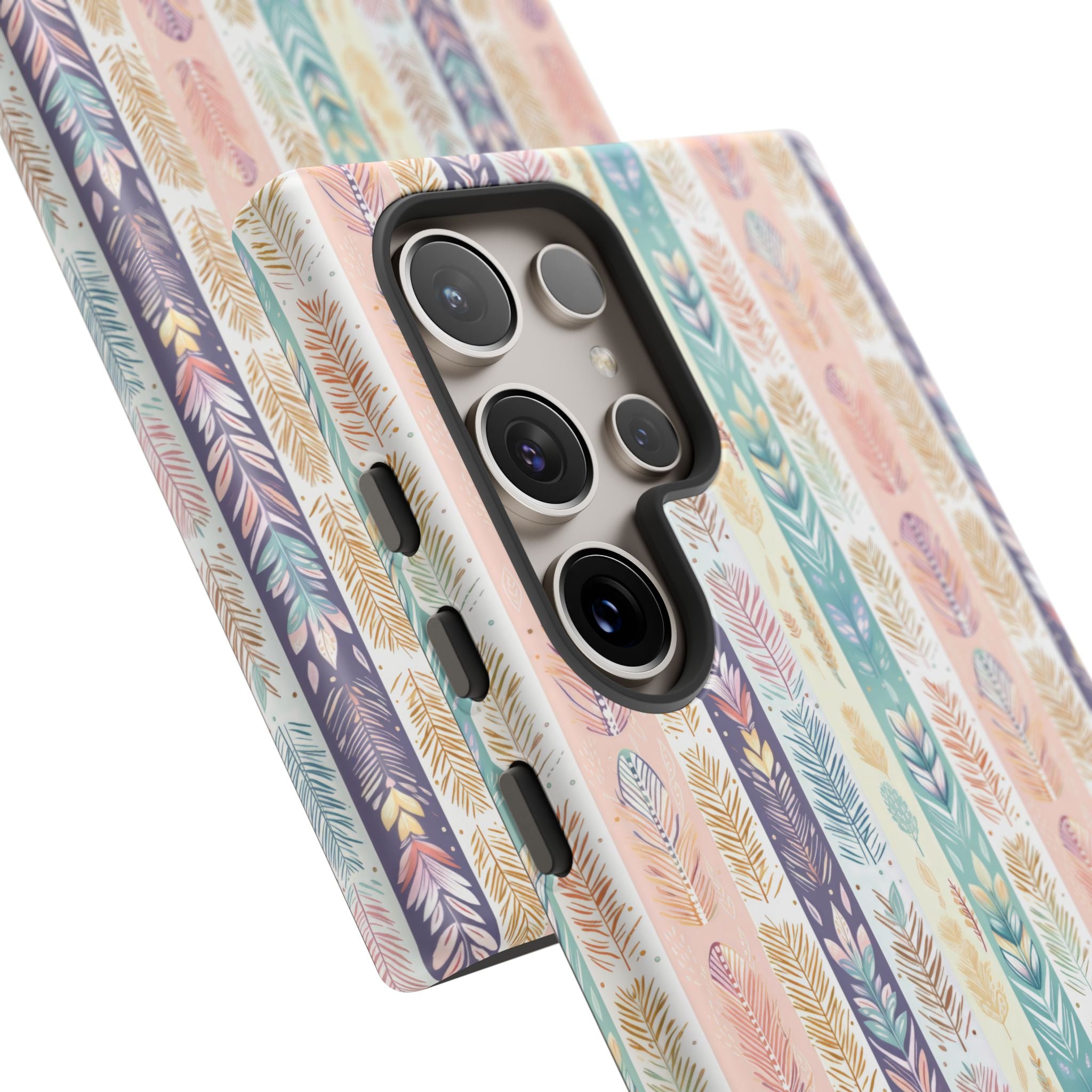Coque de téléphone abstraite moderne aquarelle Plumes pastel bohème compatible avec iPhone, Samsung et plus - Protection élégante et durable avec un design artistique éclatant, cadeau parfait pour elle