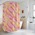 Blush Pink & Pastel Yellow Marble Shower Curtain – Gold Vein Luxury Bath Decor