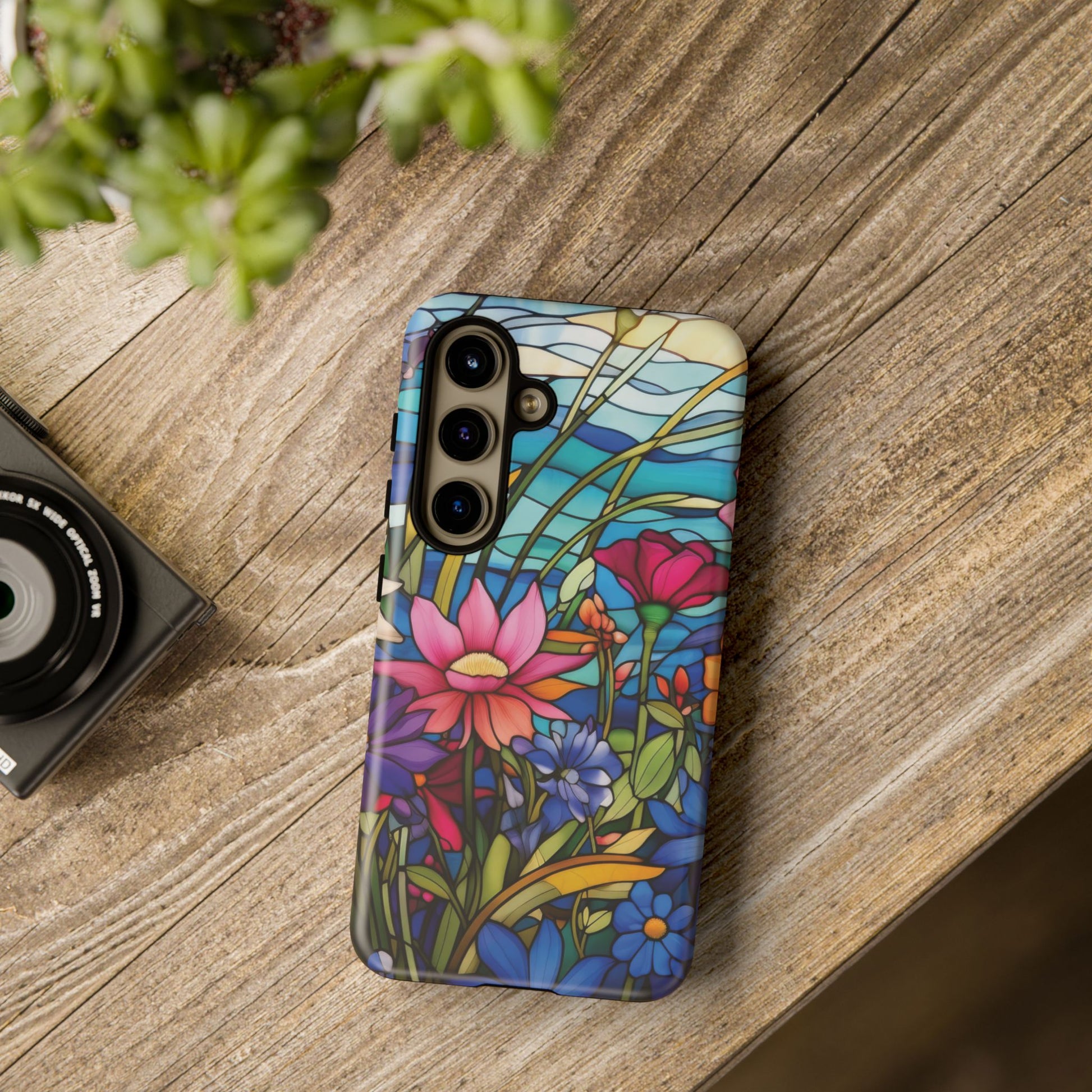 Wildflowers Stain Glass Illusion Phone Case Unique Holiday Protection for Your Device | Stylish & Durable Cover Gift for Her Phone 15, Samsung iPhone Samsung Accessory Gift for Her