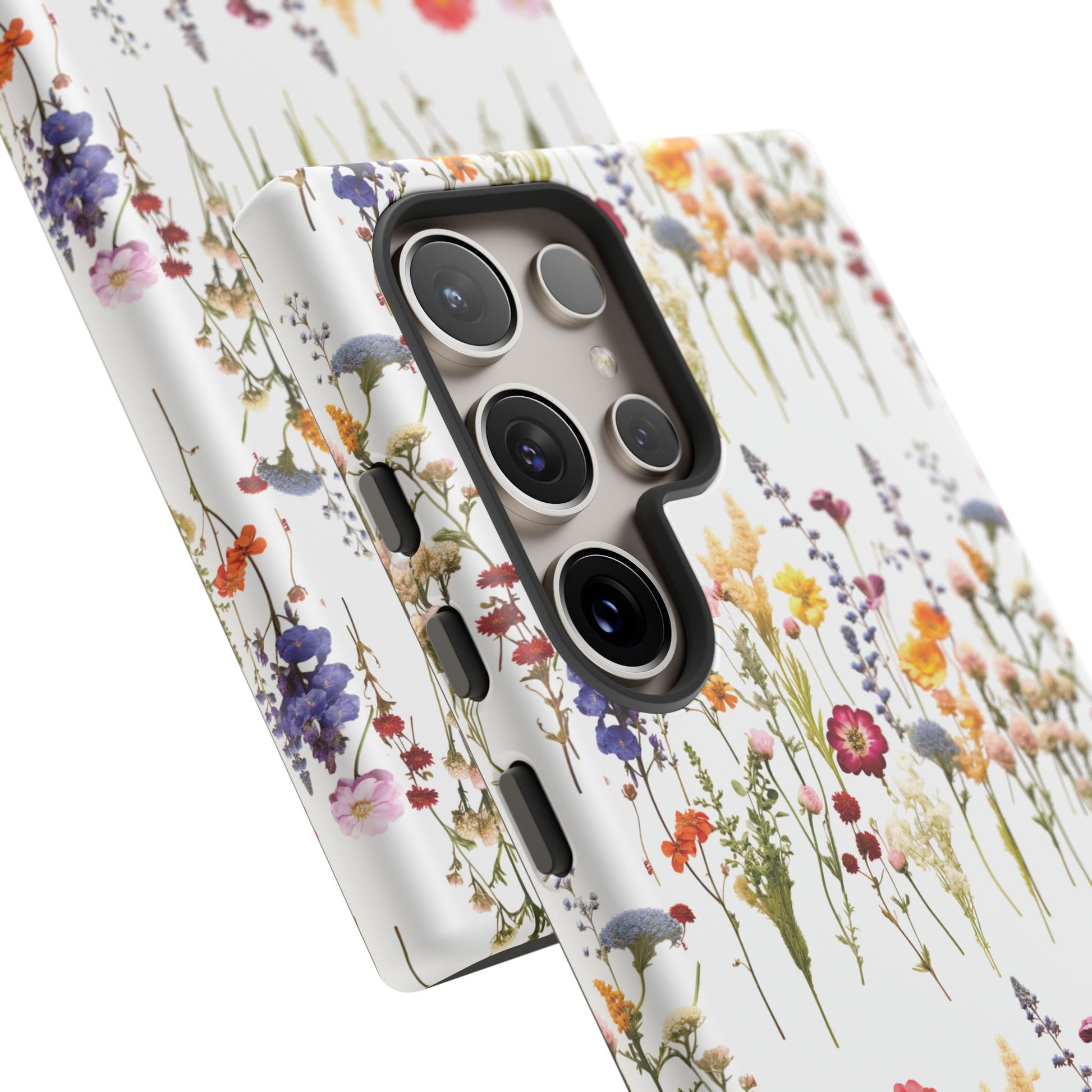 White Best Phone Case Press Flowers Floral 3D Illusion Luxury Tough Case Floral Elegant Durable Stylish for Modern Devices iPhone 17, 16, 15, Samsung iPhone Samsung Accessory Gift for Her