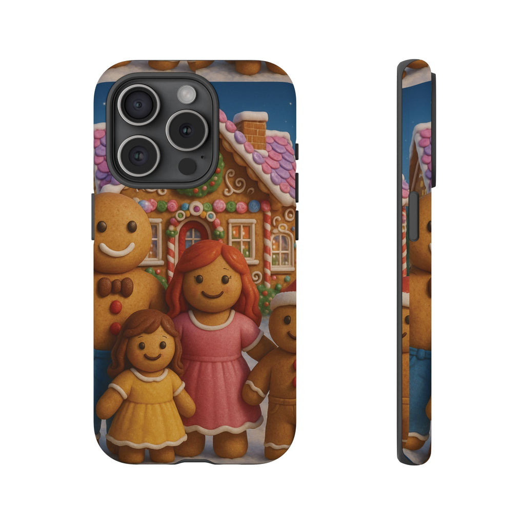 Coque de téléphone esthétique Famille en Pain d'Épices – Design d'inspiration vintage sur le thème de Noël – Étui stylé pour modèles iPhone et Samsung Galaxy