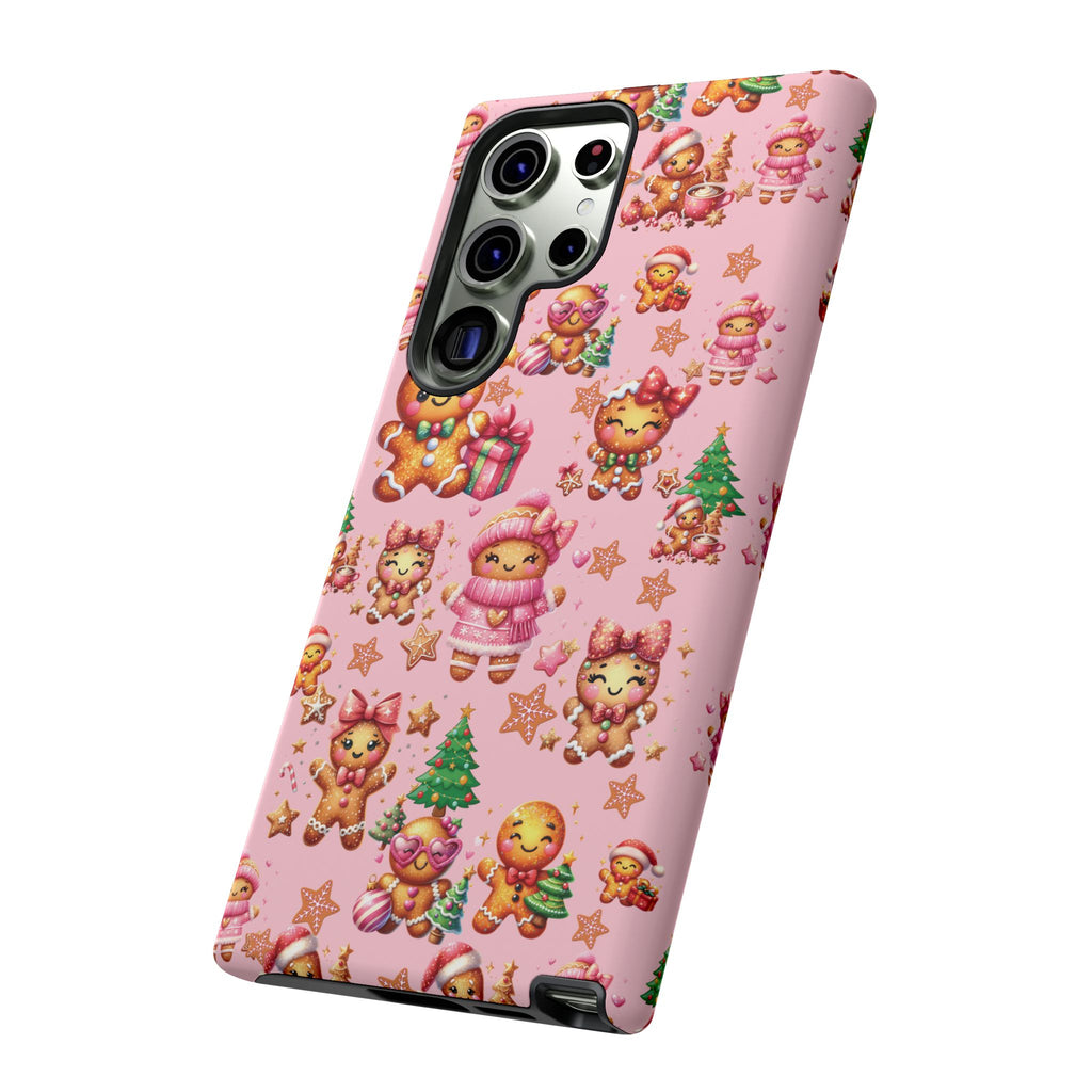 Adorable Pink Gingerbread Girl Phone Case Girly Holiday Vibes, Sweet Christmas Aesthetic, Cute & Festive Gift Idea for Her, Fun Protective Cover