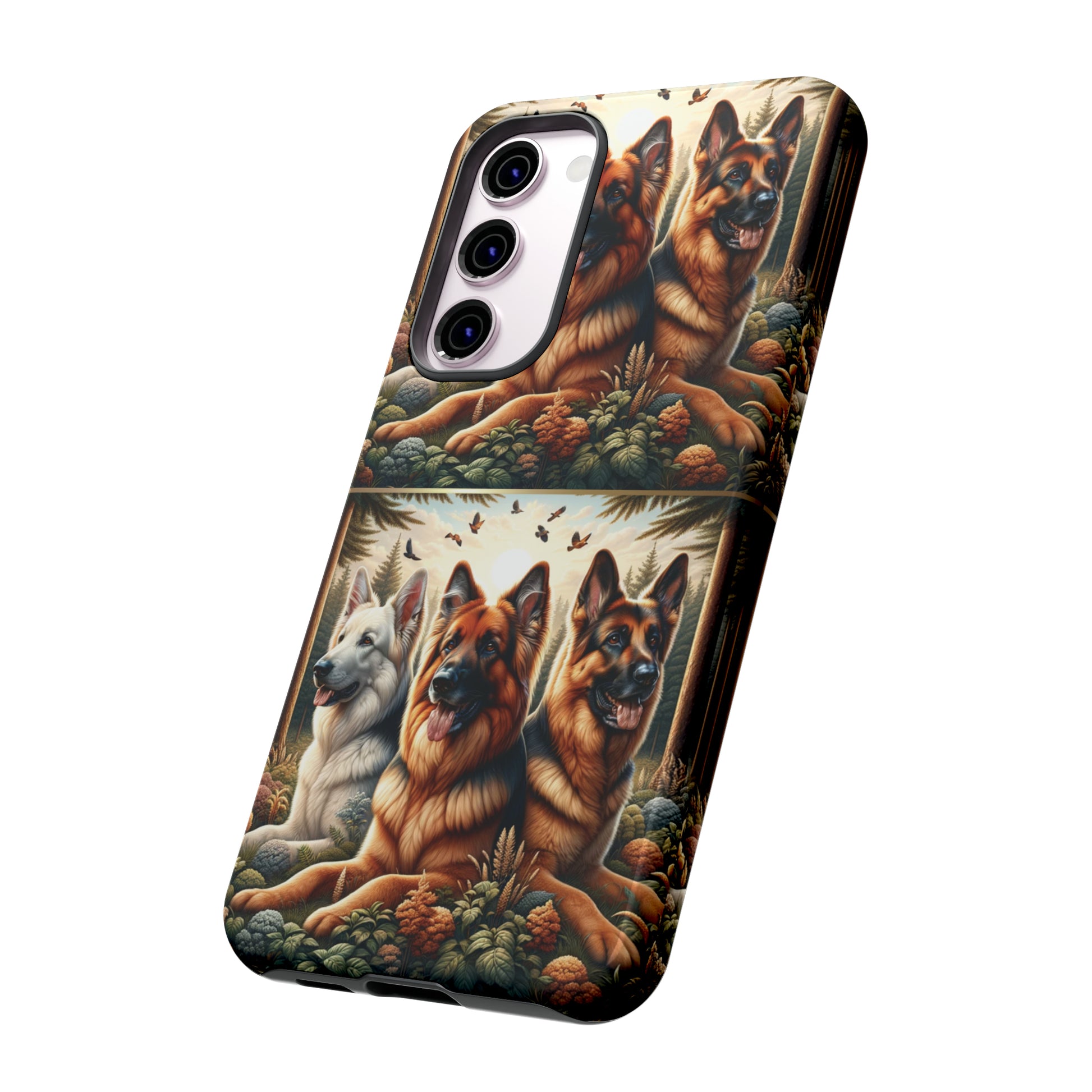 German Shepherd Phone Tough Case Floral Elegant Durable Dog Lover Devices iPhone 15, Samsung iPhone Samsung Accessory Gift for Her.