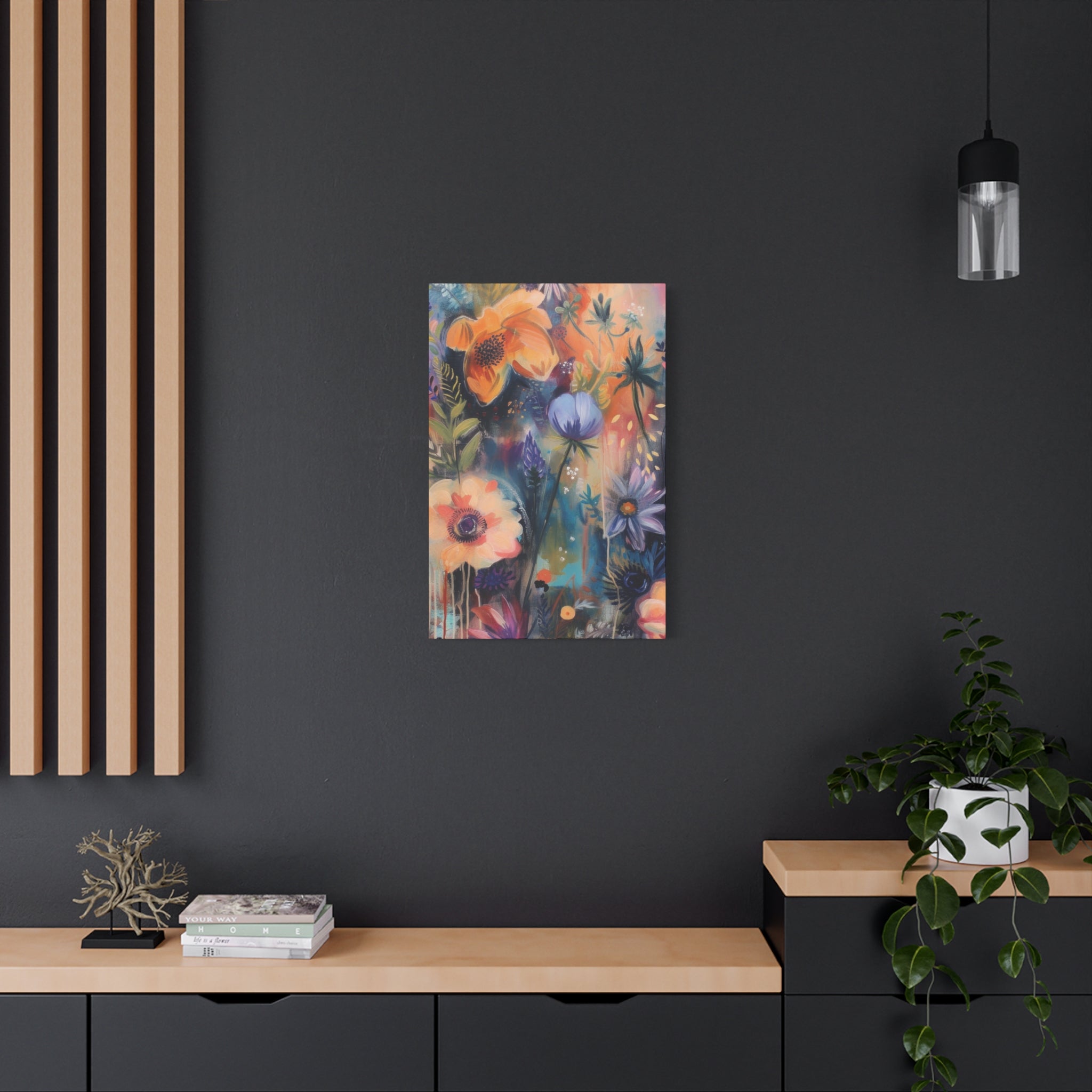 Boho Floral Wall Art Matte Canvas Stretched, Vibrant Botanical Design, Perfect for Living Room, Bedroom, or Office Decor, Adds a Stylish Touch to Any Space1.25" - MRSBYVALLE