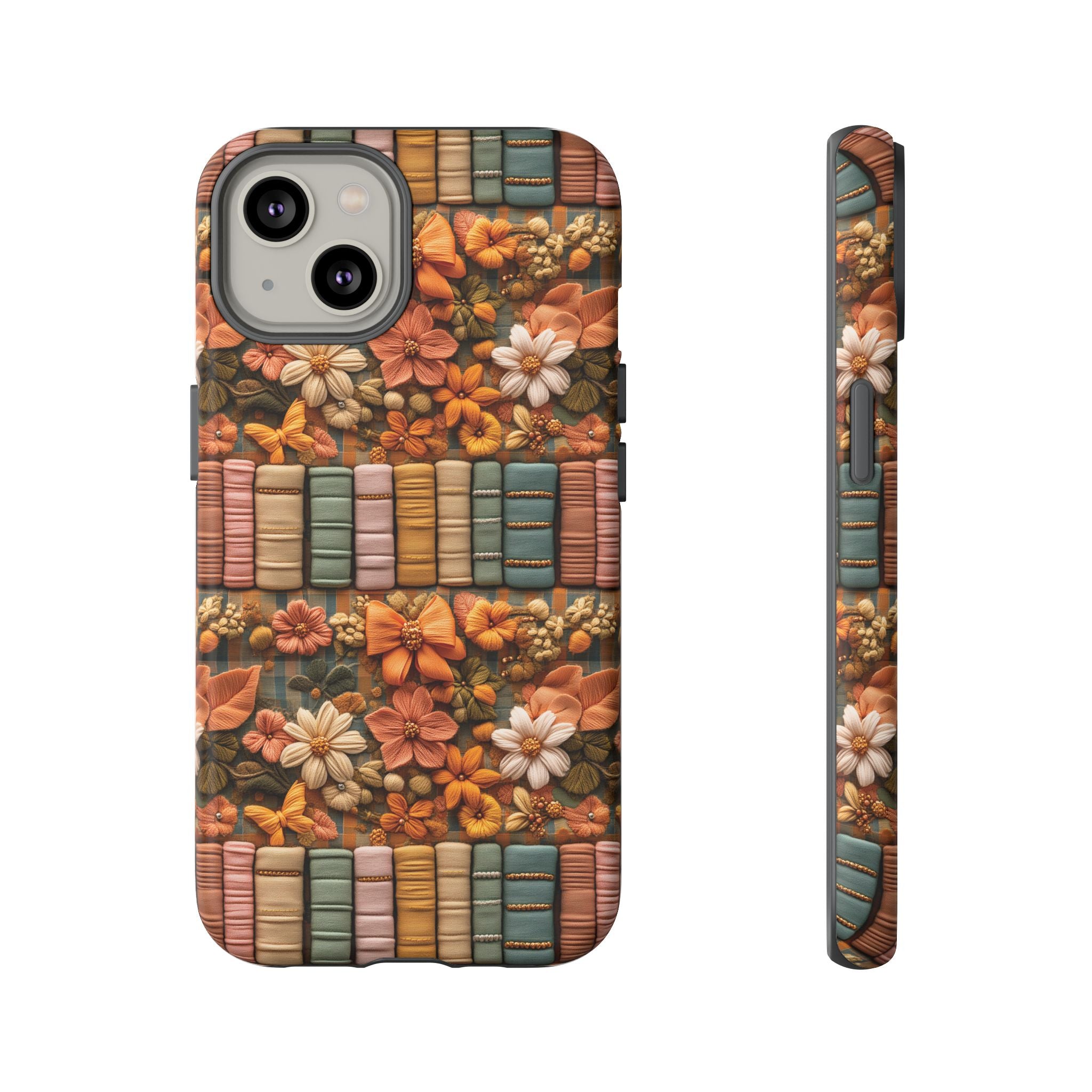 3D Illusion Boho Floral and Books Phone Case Gift for Her Phone 15, Samsung iPhone Samsung Gift for Her Case iPhone 15, Samsung iPhone Samsung Accessory Gift for Her