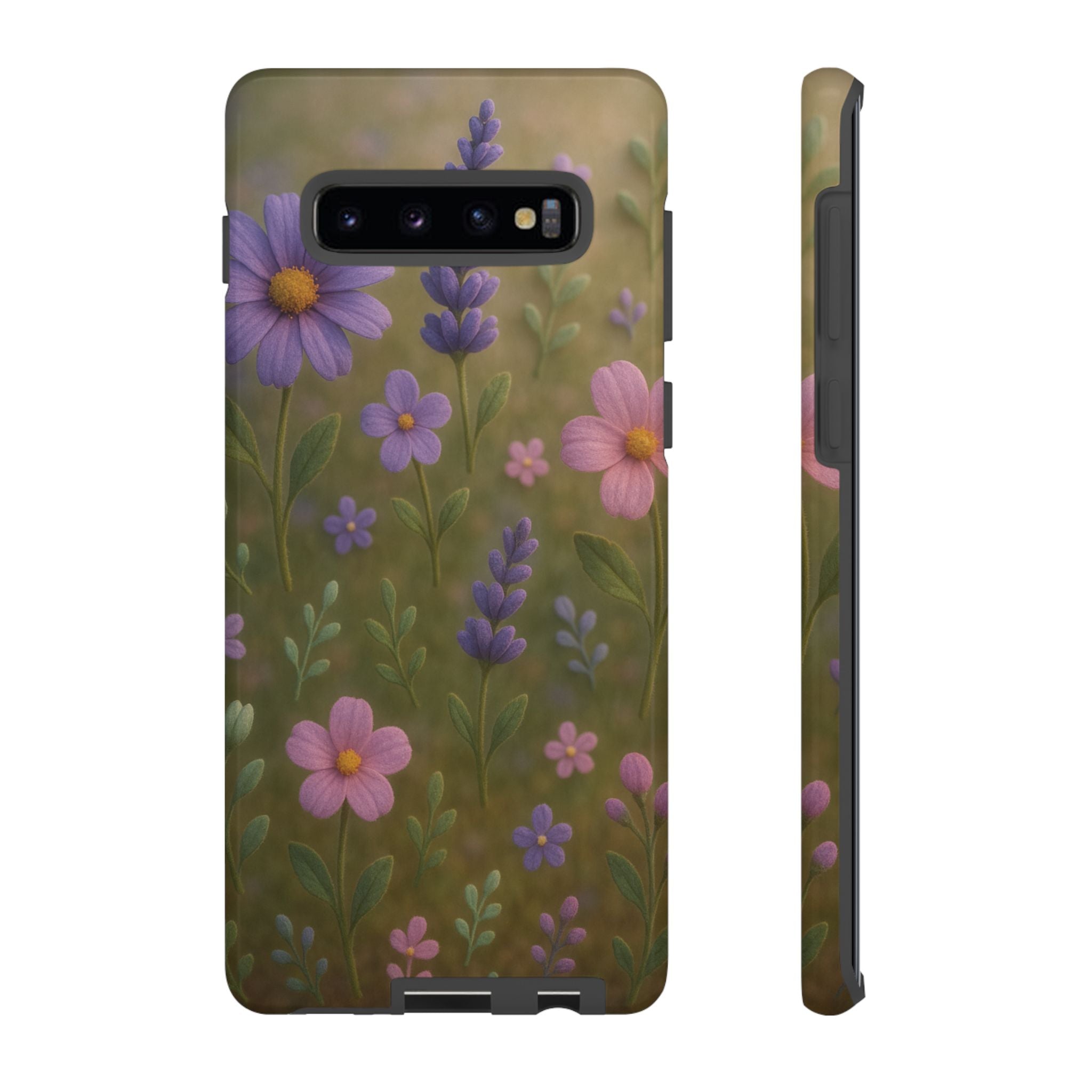 Pastel Flowers 3D Illusion Wildflower Phone Case Cute Pastel Floral Design in Lavender, Pink, Mint Green Aesthetic Protective Case for iPhone and  Android