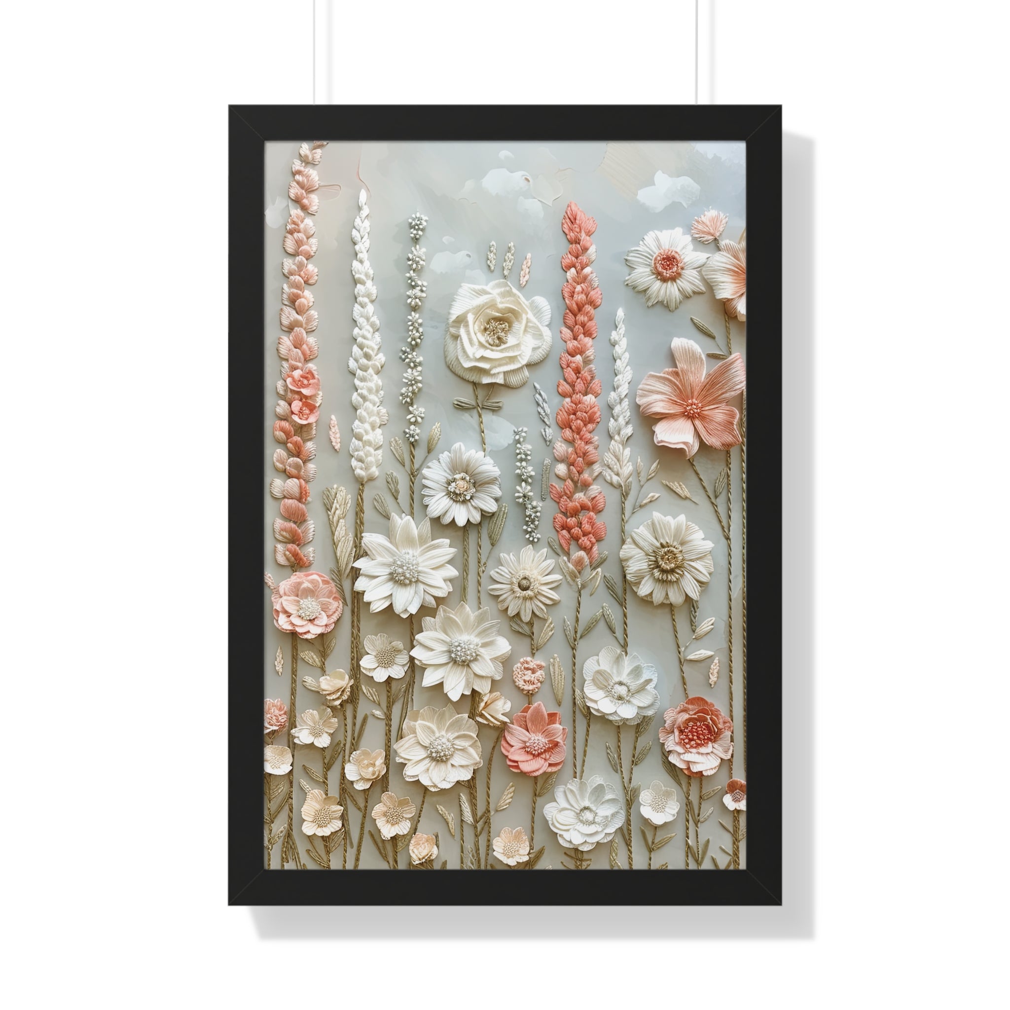 Delicate Pastel Floral Wall Art Captivating Blossom Patterns in Soft Hues and Elegant Home Décor Perfect for Living Rooms, Bedrooms, and Cozy Corners Encased in Black, White, or Walnut Frames with Durable Ready to Hang  Timelessly Crafted. - MRSBYVALLE