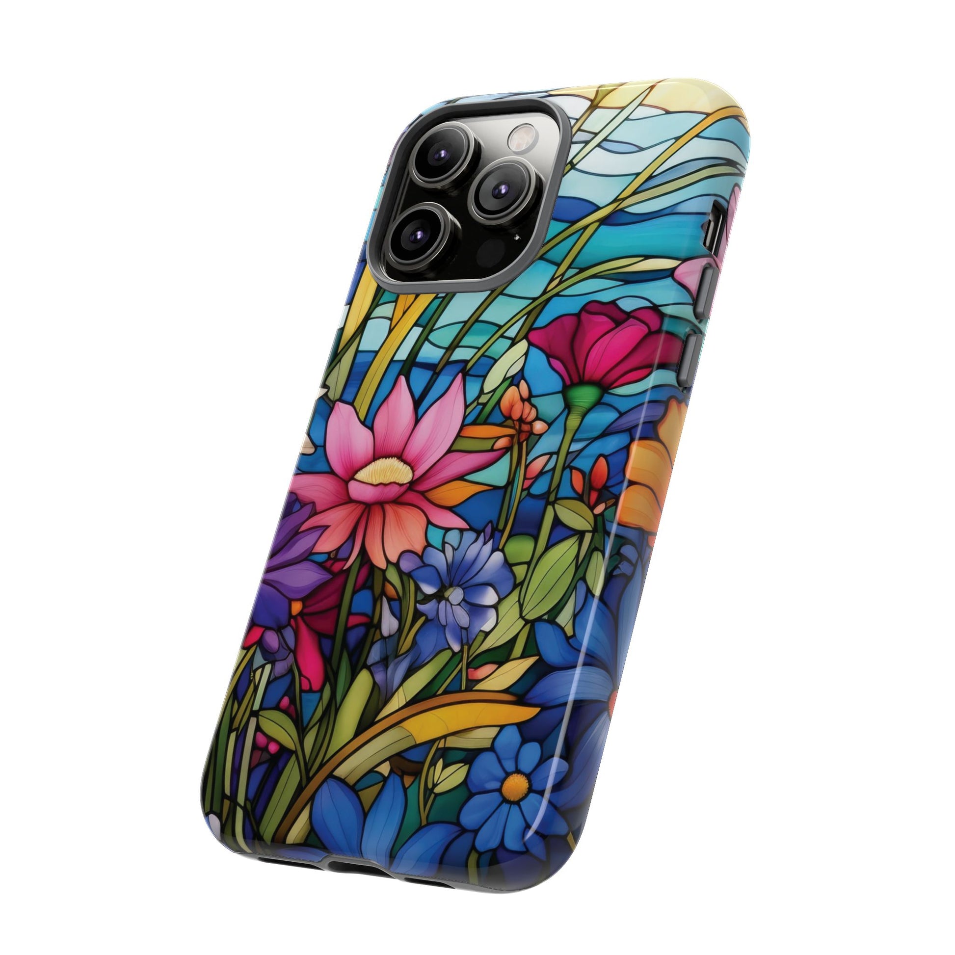 Wildflowers Stain Glass Illusion Phone Case Unique Holiday Protection for Your Device | Stylish & Durable Cover Gift for Her Phone 15, Samsung iPhone Samsung Accessory Gift for Her