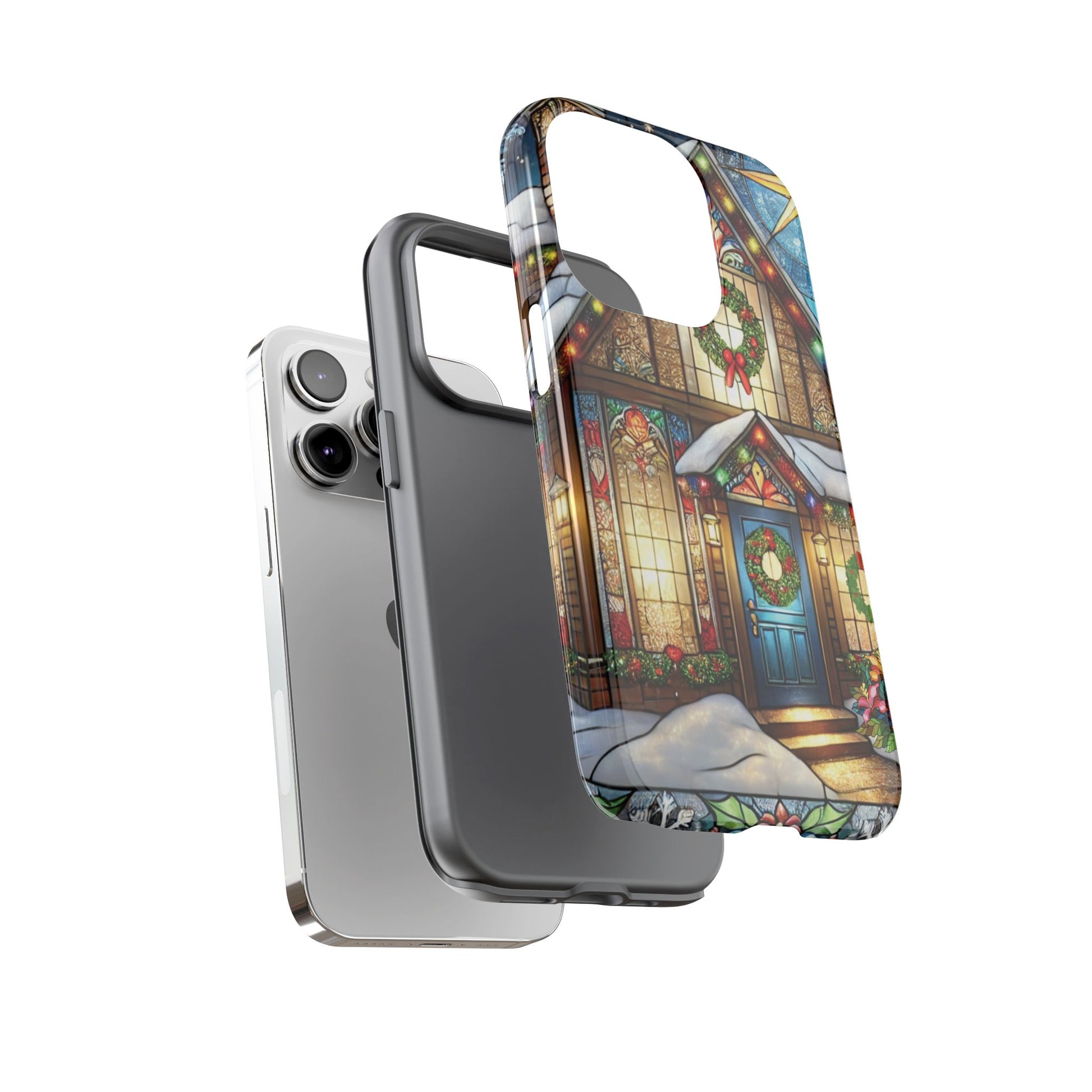 Stain Glass Christmas Phone Case Unique Holiday Protection for Your Device | Stylish & Durable Cover Gift for Her Phone 15, Samsung iPhone Samsung Accessory Gift for Her