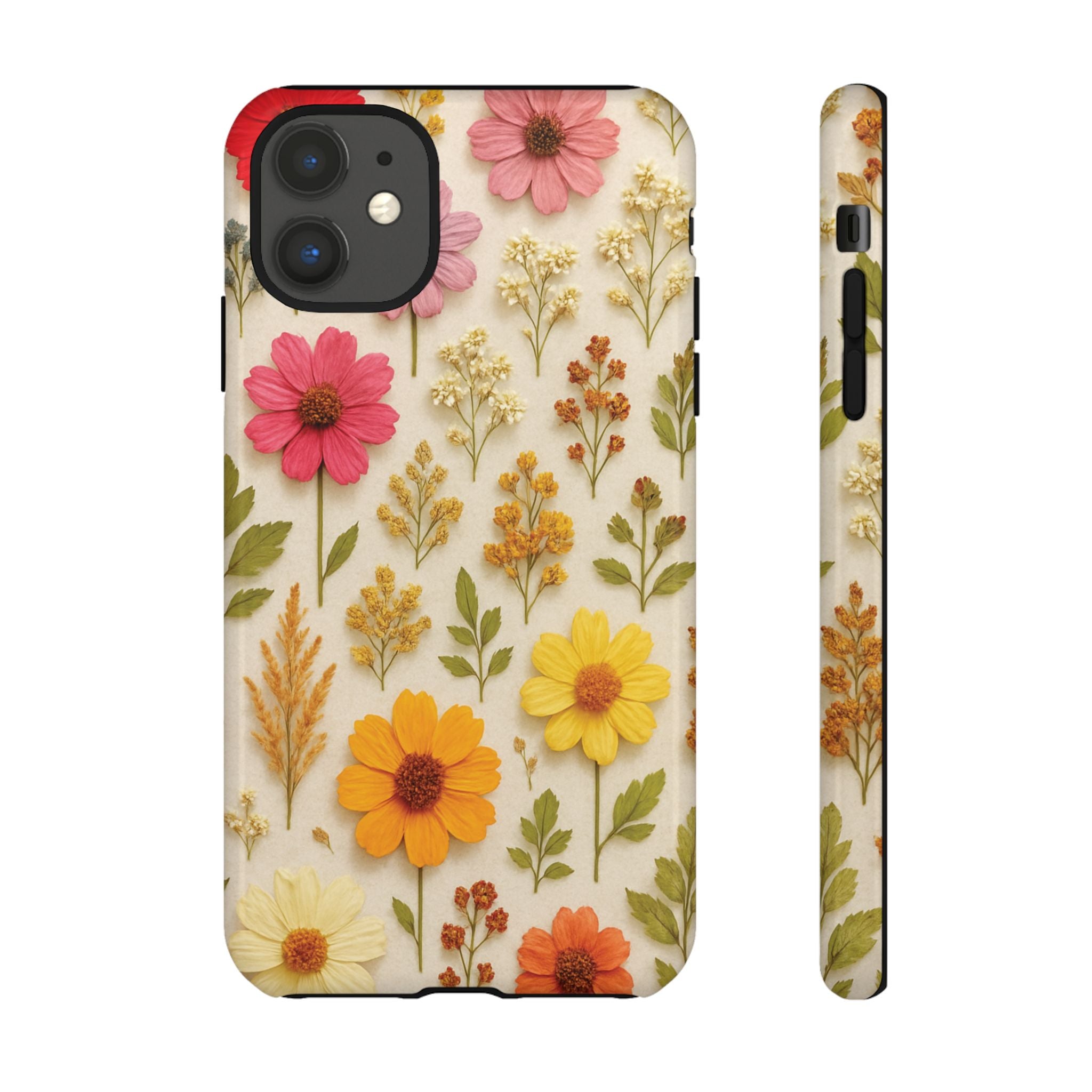 Dried Flowers Illusion Phone Case – Realistic Botanical Aesthetic, Colorful Pressed Floral Art, Trendy Nature-Inspired Protective Cover  iPhone & Samsung Models