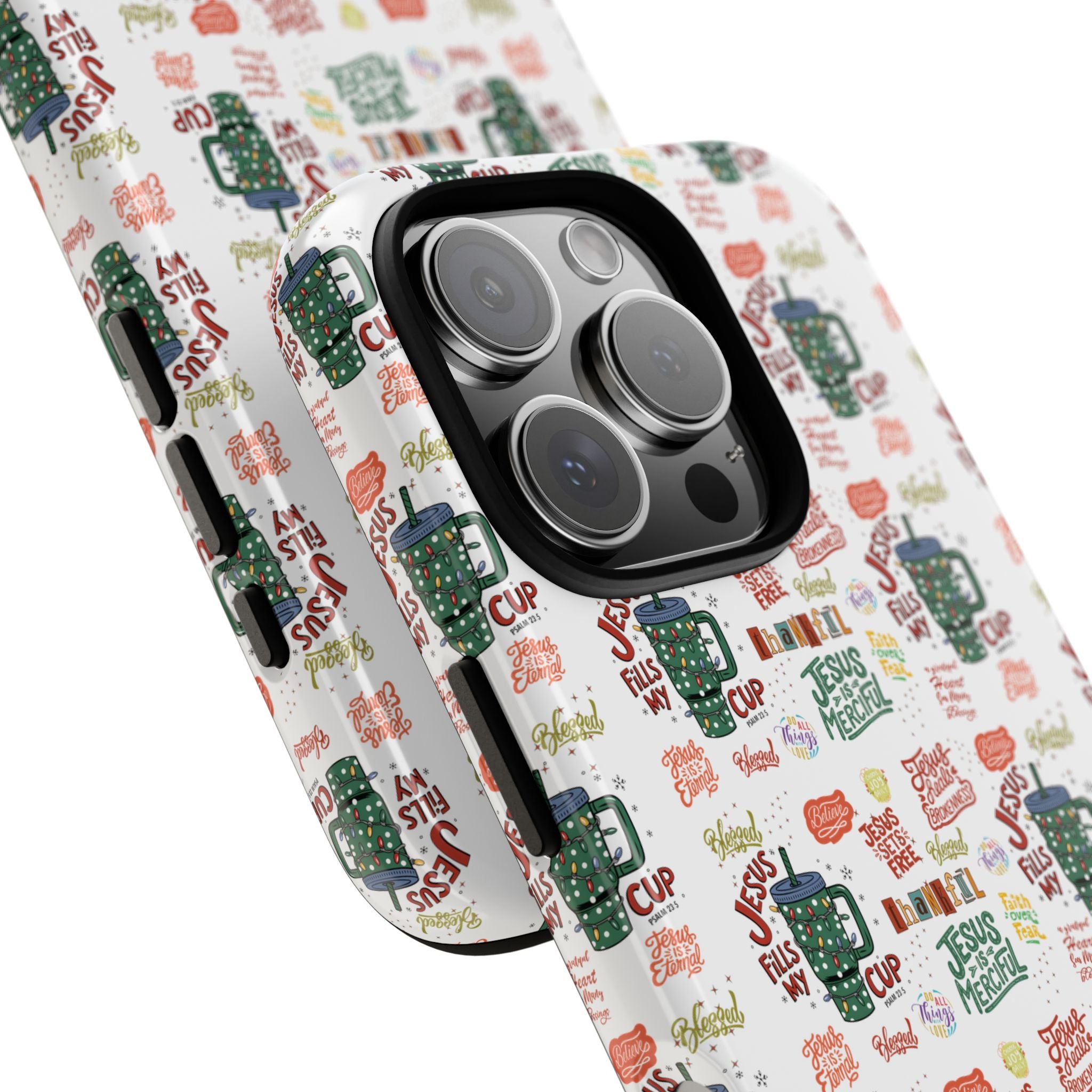 Jesus Fill My Cup Phone Case Cute Floral Design in Red, Pink, Blue – Aesthetic Protective Case for iPhone and  Android