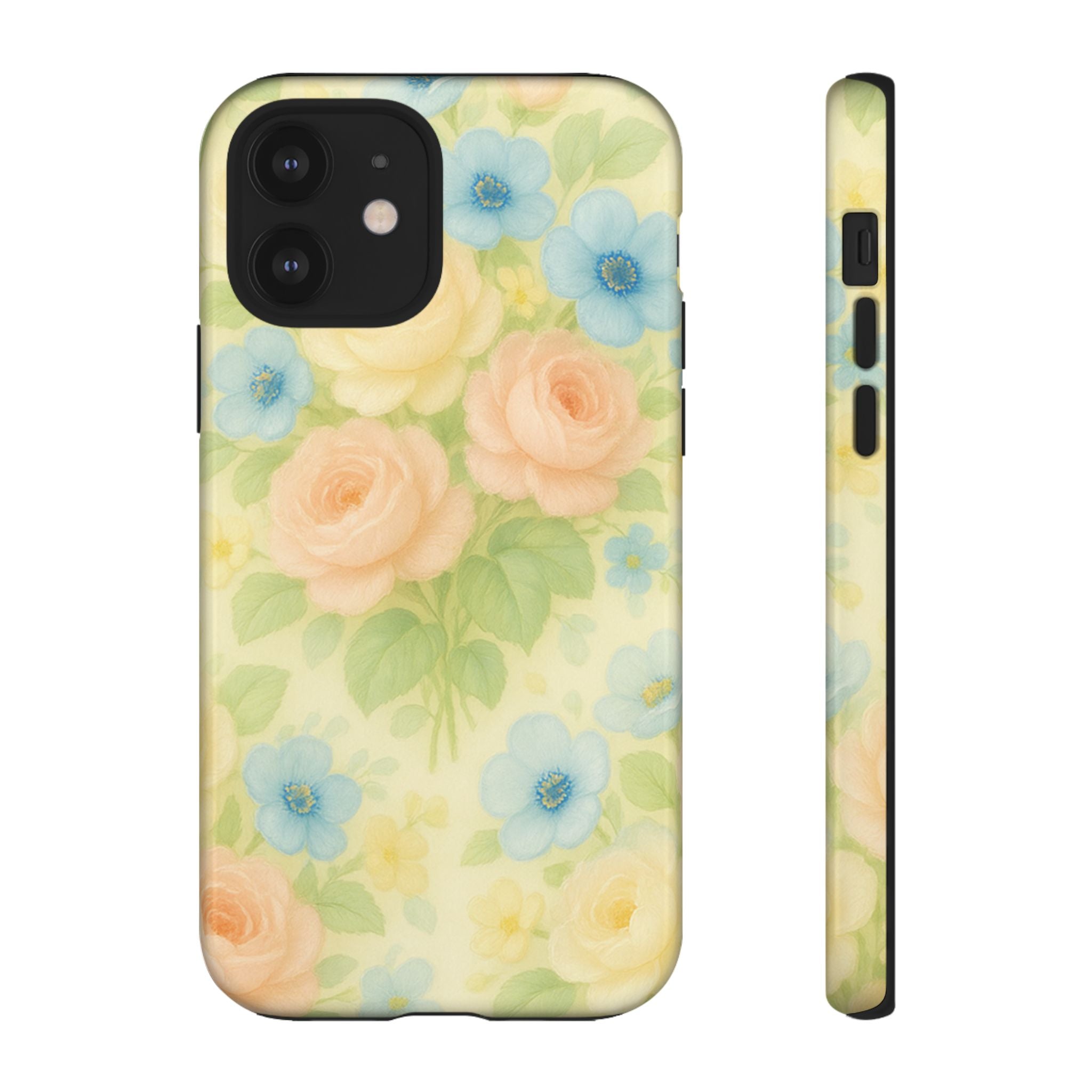 Pastel Yellow Vintage Floral Phone Case  Romantic Cottagecore Aesthetic, Soft Botanical Design, Protective Gift for Her, Fits iPhone & Samsung Models