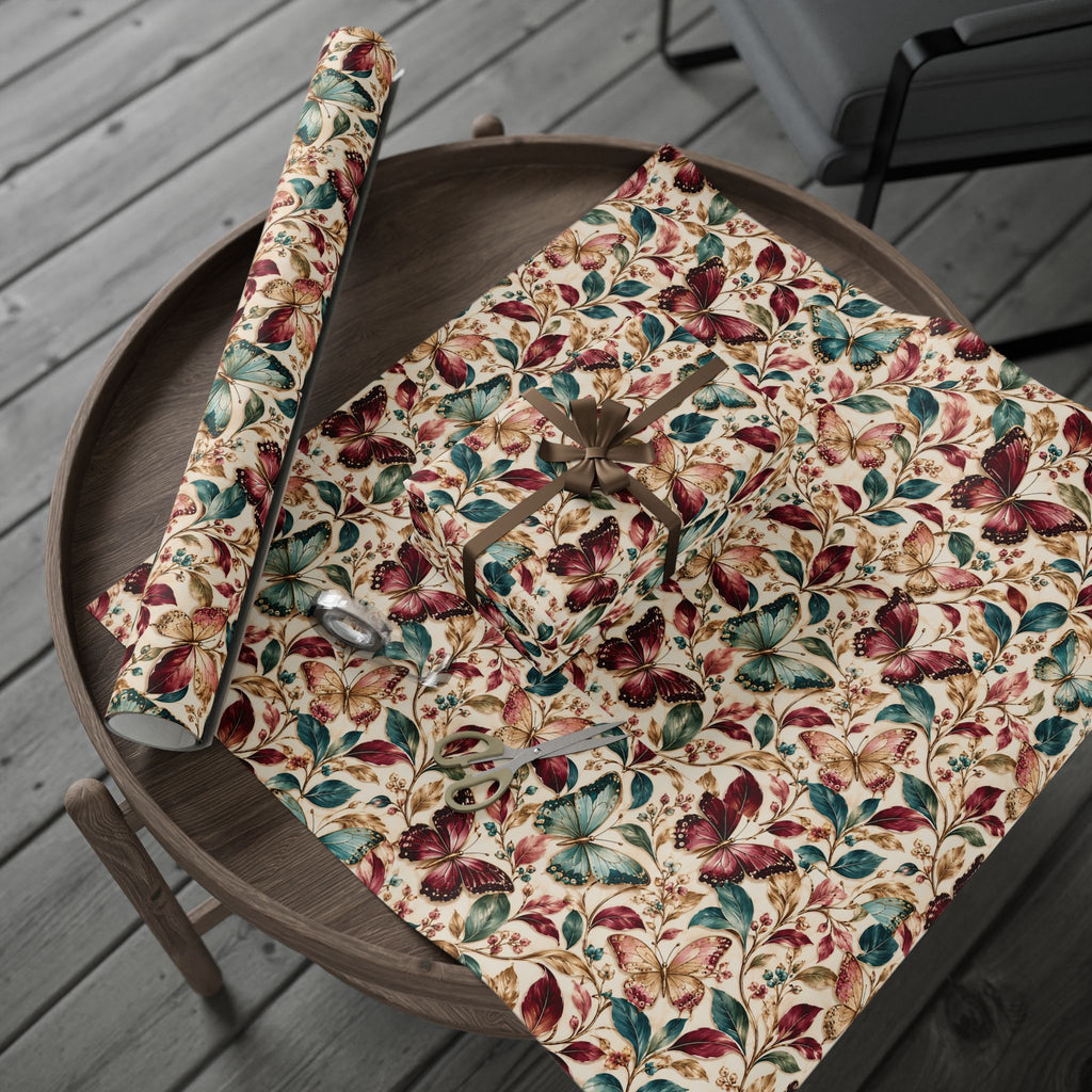 Vintage Butterfly Floral Wrapping Paper