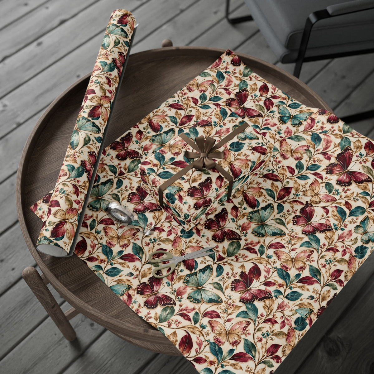 Vintage Butterfly Floral Wrapping Paper