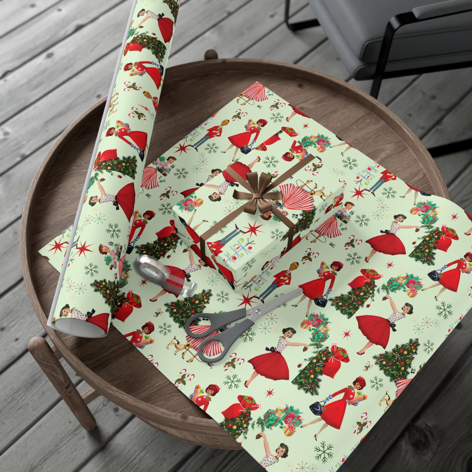Vintage 50s Retro Christmas Wrapping Paper | Classic Holiday Designs | Nostalgic Gift Wrap | Mid-Century Holiday Patterns | Unique Retro Christmas Decorations | Festive Retro Style Christmas - MRSBYVALLE