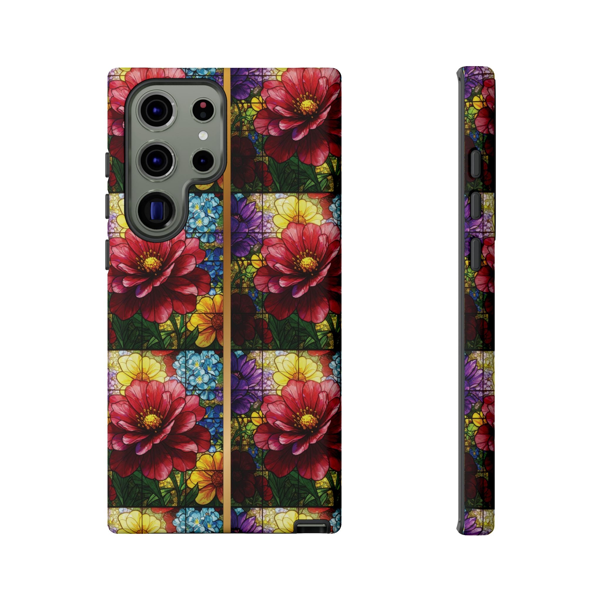 Stained Glass Illusion Floral Phone Case  3D Colorful Flower Design, Protective Christian Gift, Fits iPhone, Samsung, Google Pixel